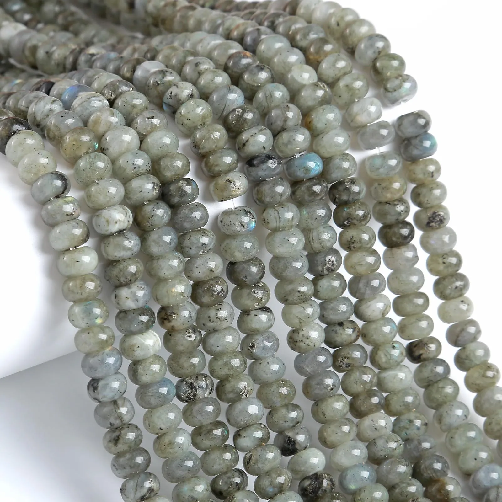 ZXYMLZI Perline in Labradorite Grigia, 5x8 mm, 76 Pezzi - immagine 1
