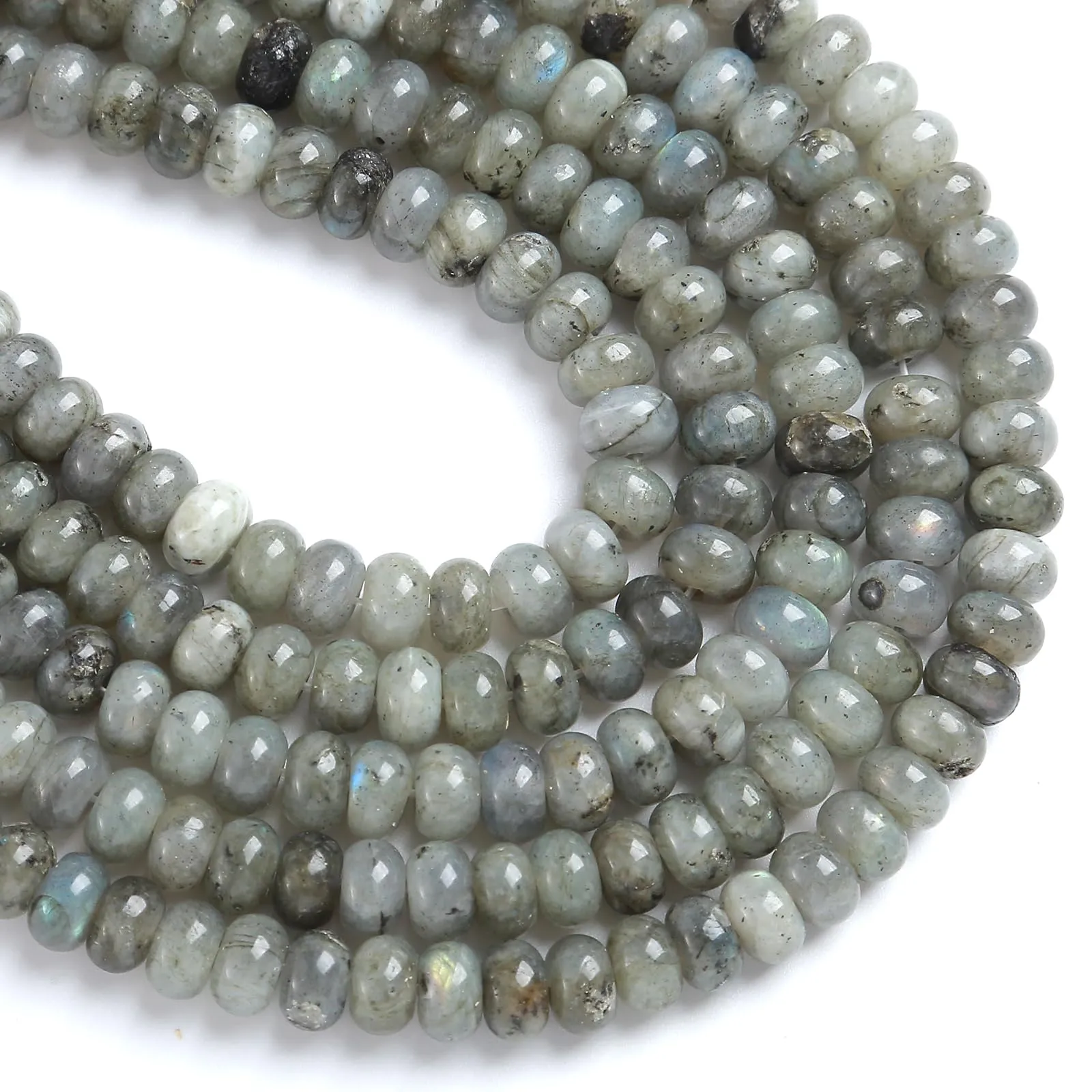 ZXYMLZI Perline in Labradorite Grigia, 5x8 mm, 76 Pezzi - immagine 2