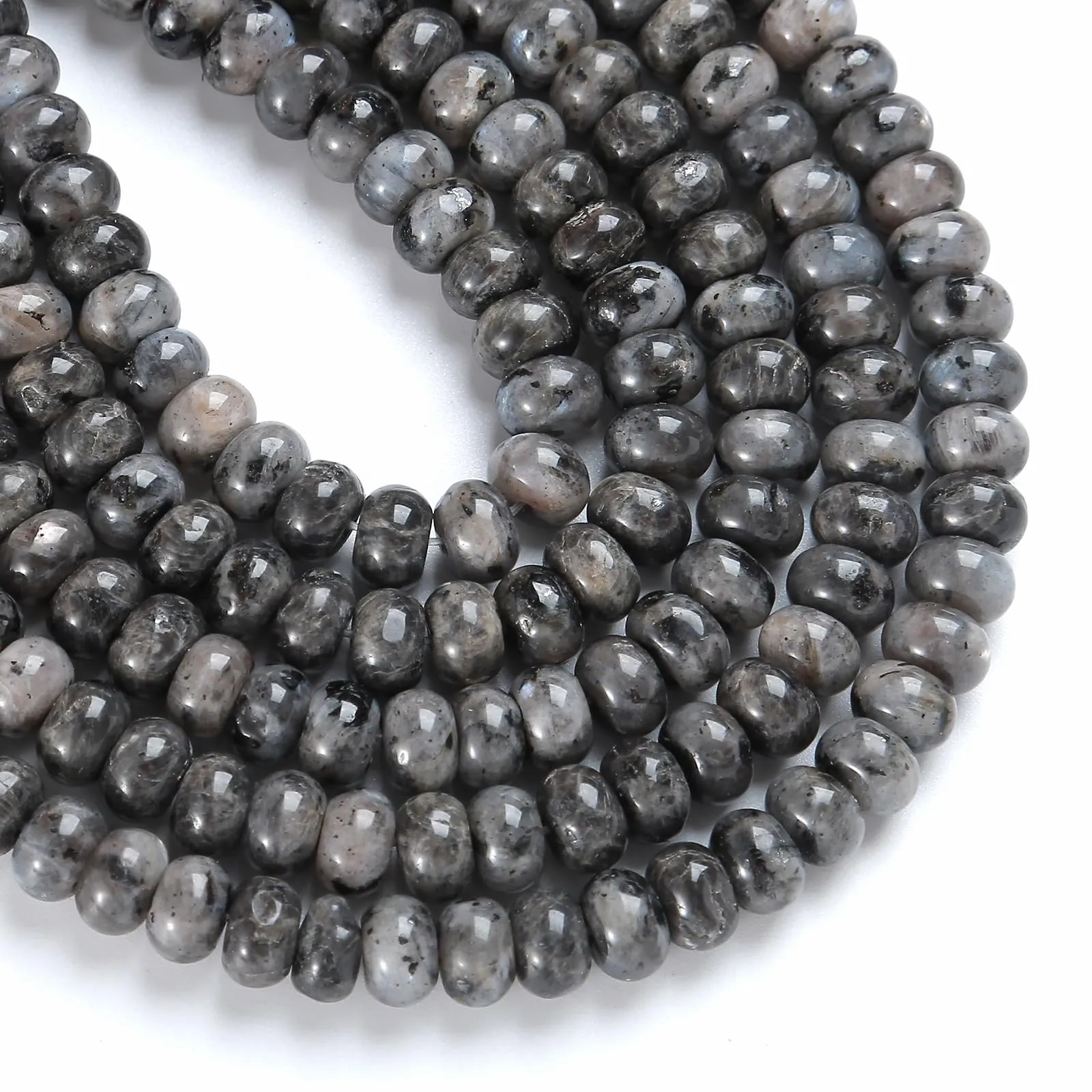 ZXYMLZI Perline in Labradorite Nera, 5 x 8 mm, Disco di Abaco per Creazione di Gioielli, 76 Pezzi - immagine 2