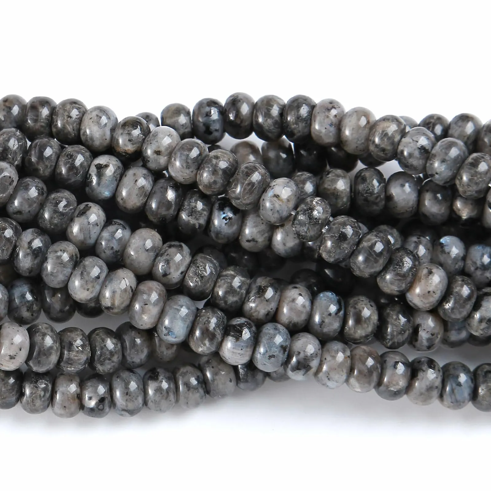 ZXYMLZI Perline in Labradorite Nera, 5 x 8 mm, Disco di Abaco per Creazione di Gioielli, 76 Pezzi - immagine 3