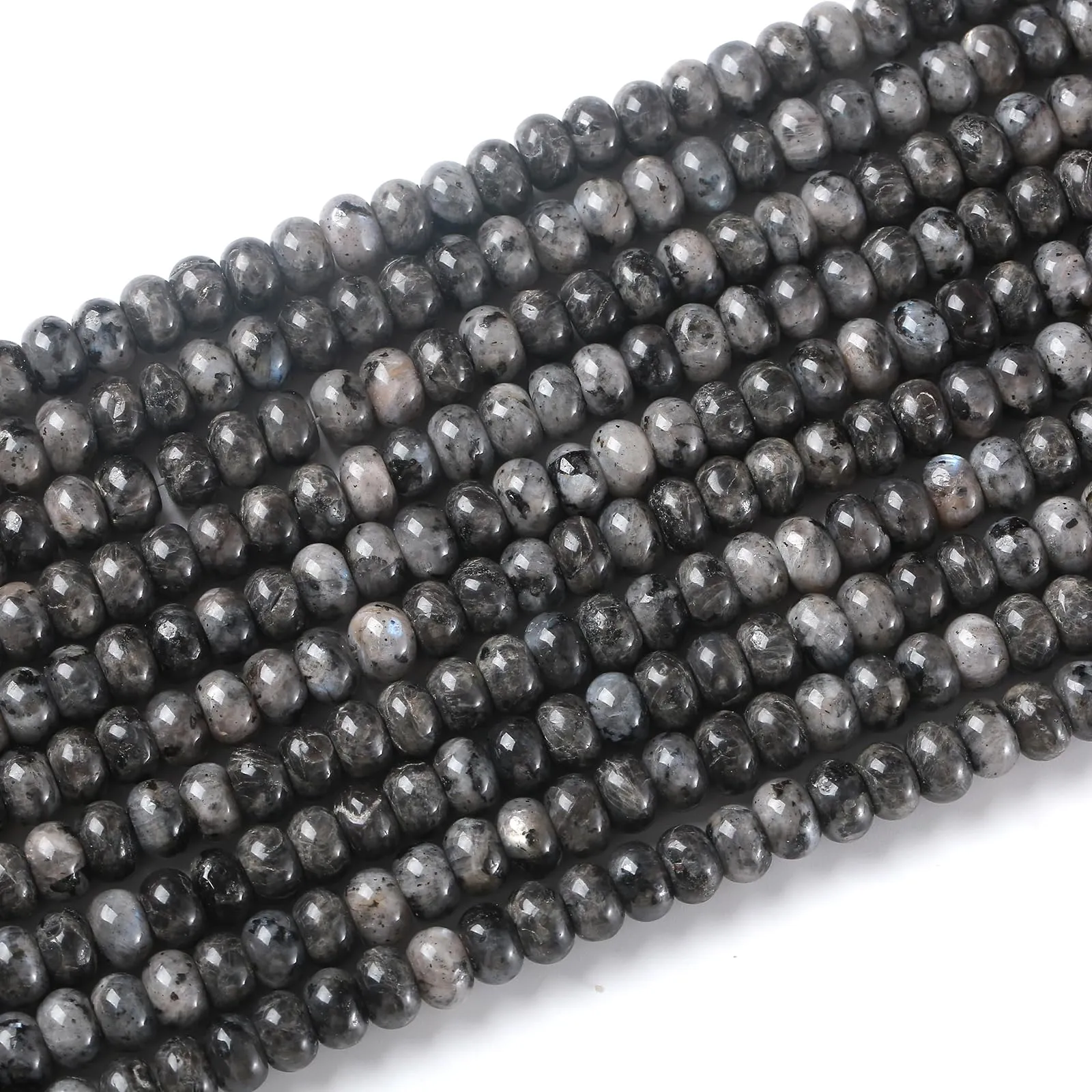 ZXYMLZI Perline in Labradorite Nera, 5 x 8 mm, Disco di Abaco per Creazione di Gioielli, 76 Pezzi - immagine 4
