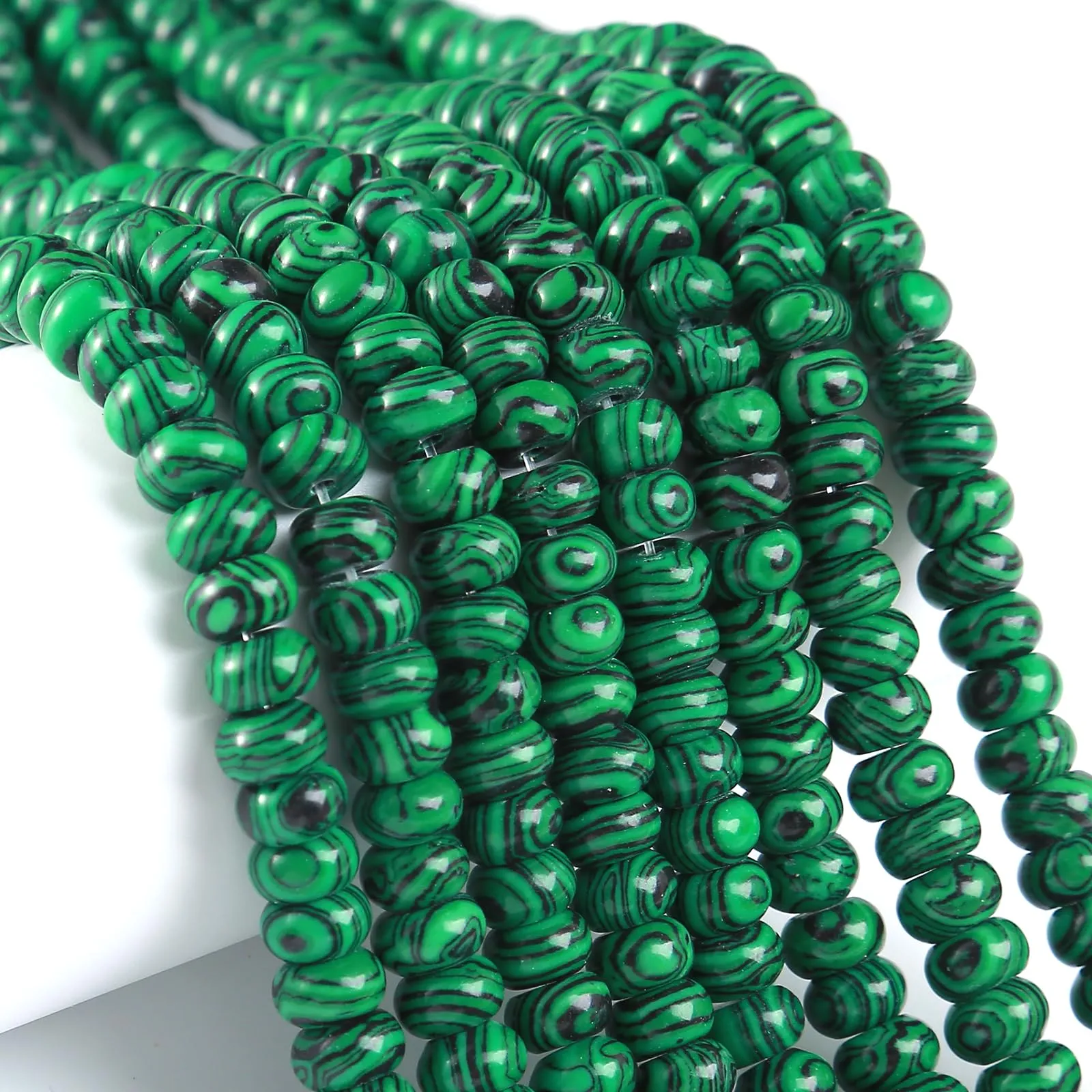 ZXYMLZI Perline in Malachite Verde, 5 x 8 mm, 76 Pezzi - immagine 1