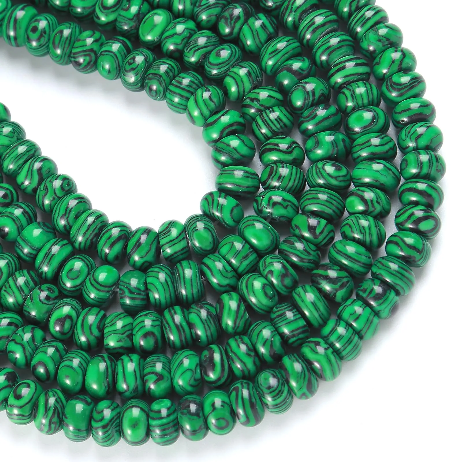 ZXYMLZI Perline in Malachite Verde, 5 x 8 mm, 76 Pezzi - immagine 3
