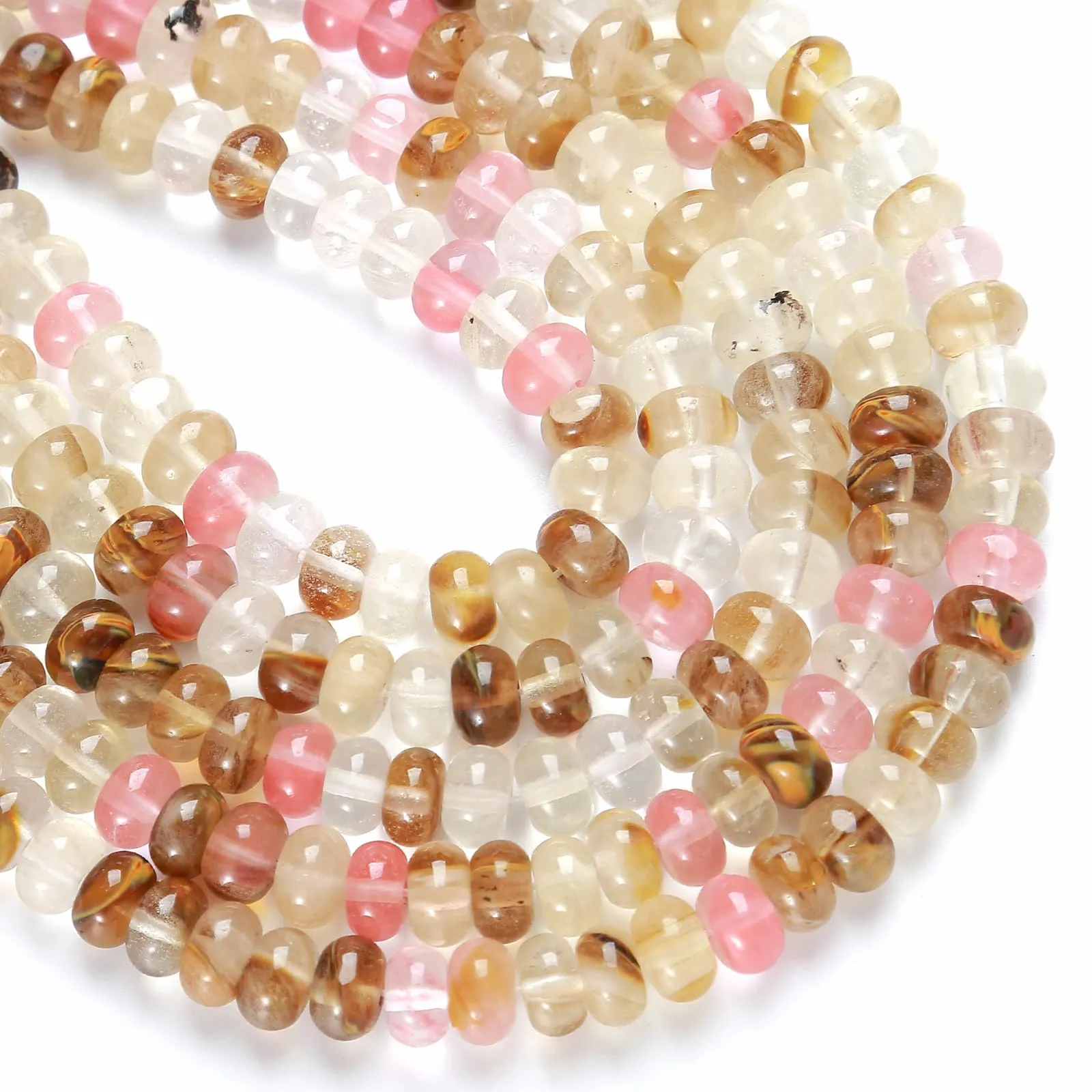 ZXYMLZI Watermelon Tourmaline Natural Stone Rondelle Beads, 5x8mm Abacus Disk, 76pcs - immagine 1