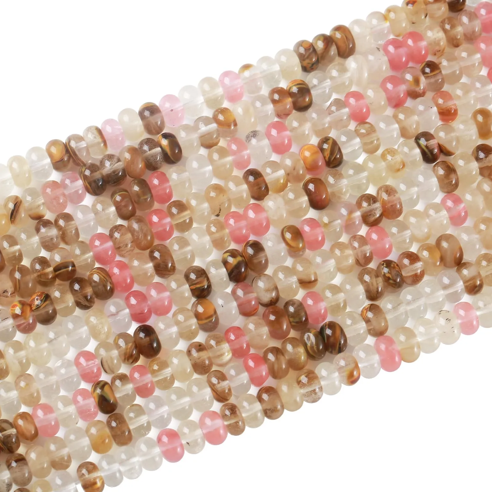ZXYMLZI Watermelon Tourmaline Natural Stone Rondelle Beads, 5x8mm Abacus Disk, 76pcs - immagine 4