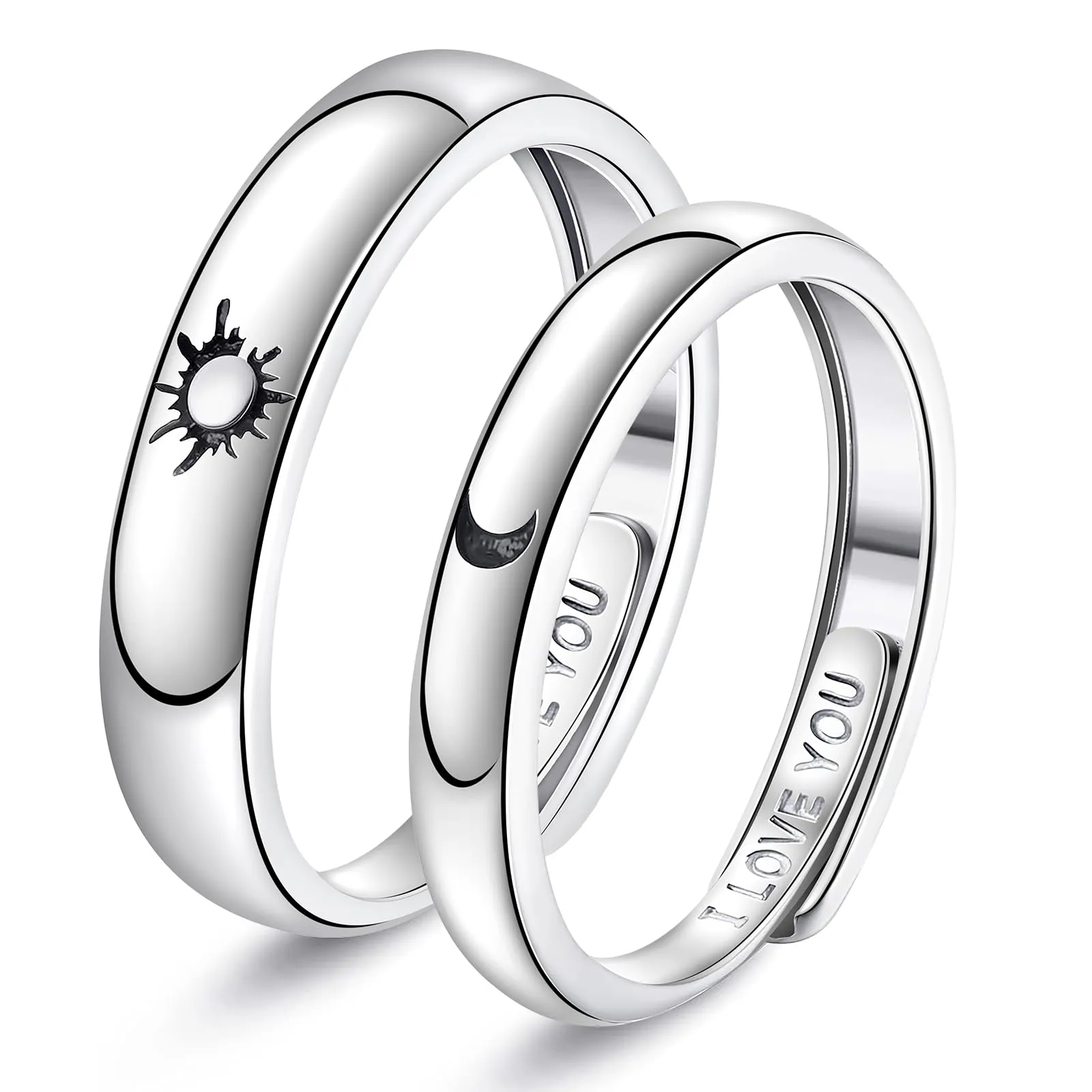 J.Fée Set Anelli Coppia Sole e Luna in Argento 925, Misura 57 mm - immagine 1