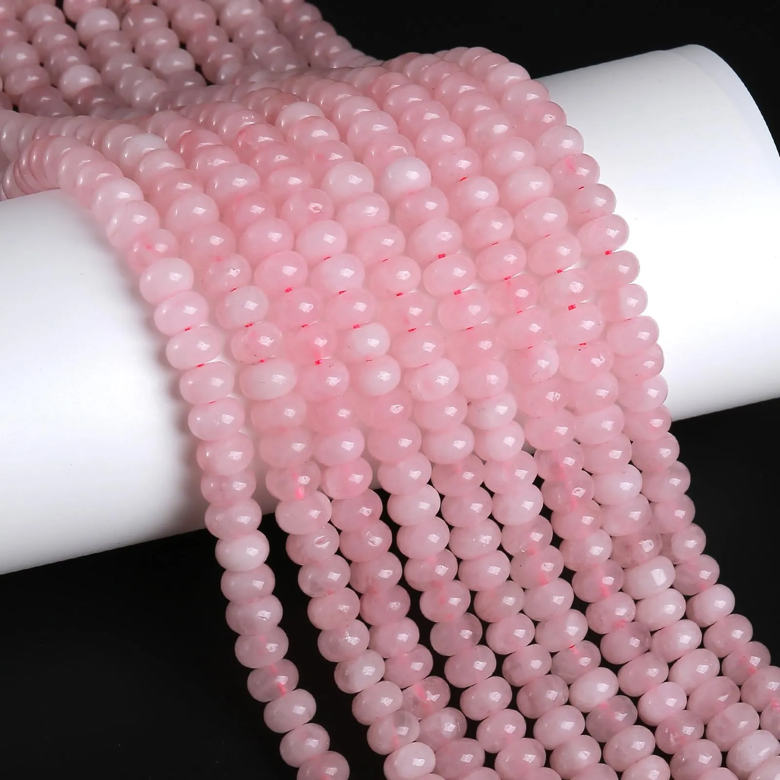 ZXYMLZI 76 Perline in Quarzo Rosa Naturale, 5 x 8 mm, a Disco per Gioielli Fai da Te - immagine 1