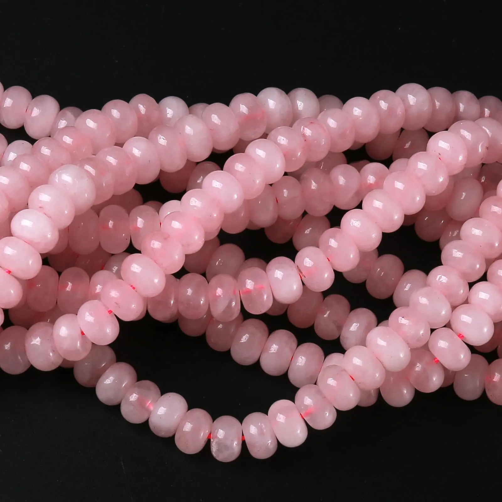 ZXYMLZI 76 Perline in Quarzo Rosa Naturale, 5 x 8 mm, a Disco per Gioielli Fai da Te - immagine 2