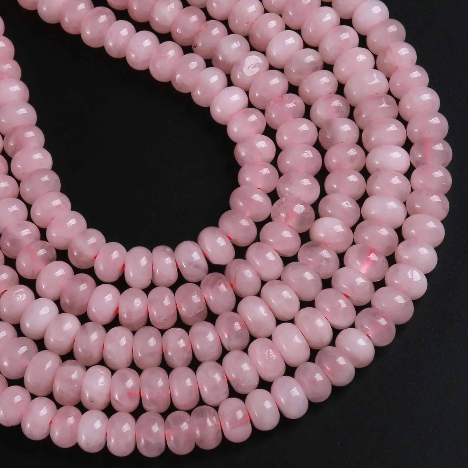 ZXYMLZI 76 Perline in Quarzo Rosa Naturale, 5 x 8 mm, a Disco per Gioielli Fai da Te - immagine 3