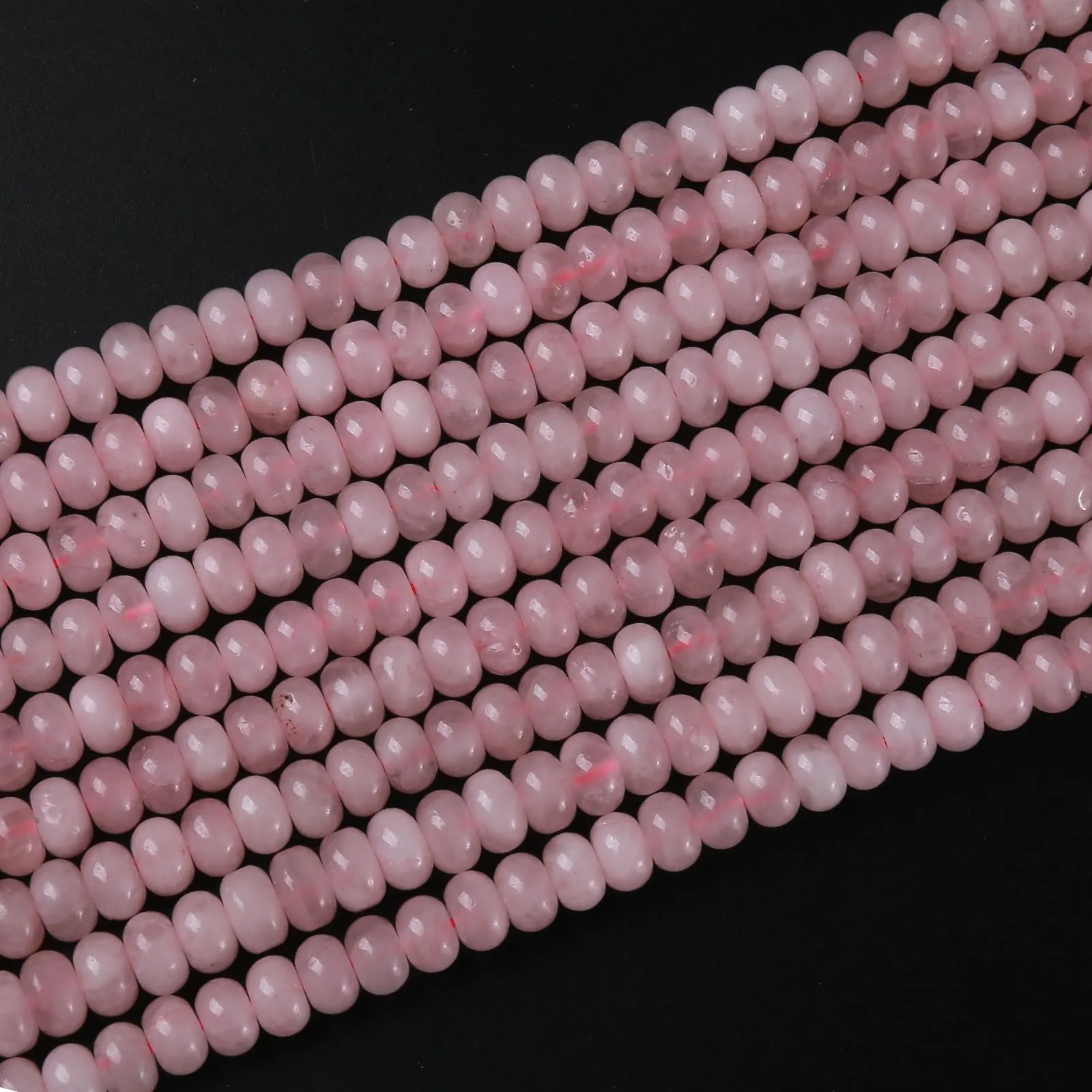 ZXYMLZI 76 Perline in Quarzo Rosa Naturale, 5 x 8 mm, a Disco per Gioielli Fai da Te - immagine 4