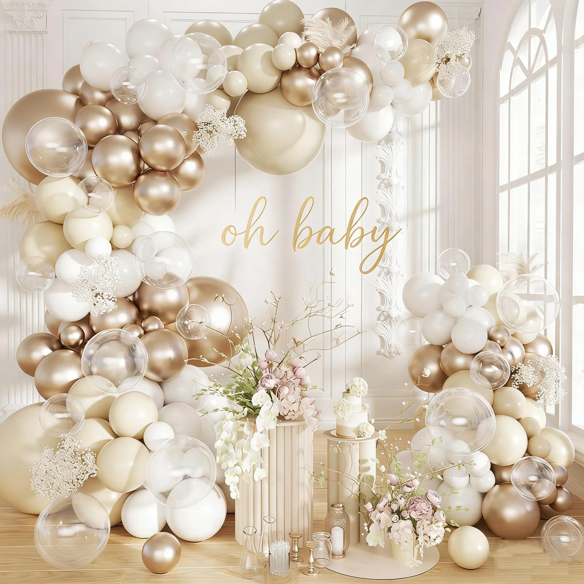Frigg Kit Arco di Palloncini Bianchi e Oro, 105 Pezzi - immagine 3