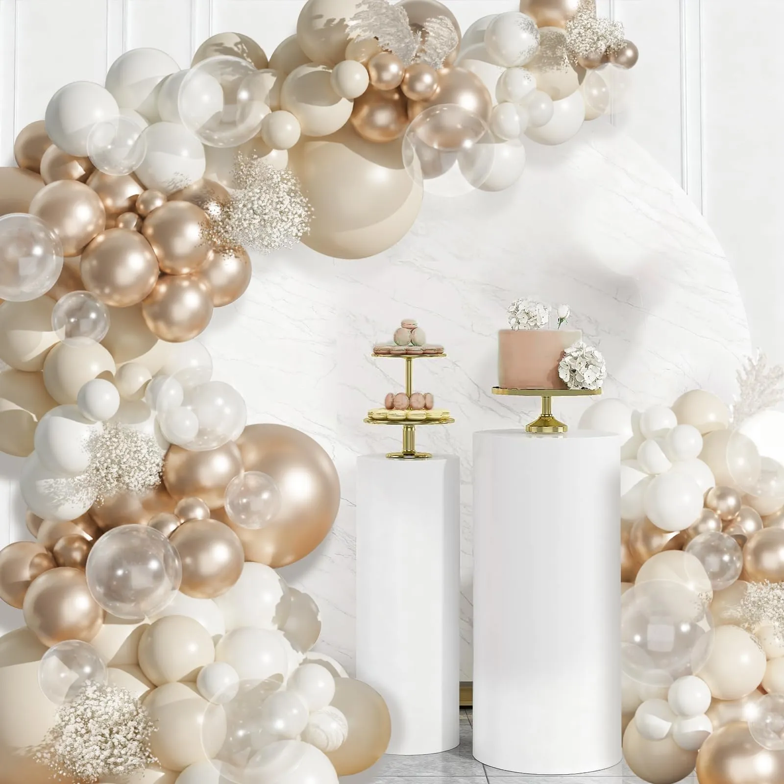Frigg Kit Arco di Palloncini Bianchi e Oro, 105 Pezzi - immagine 4