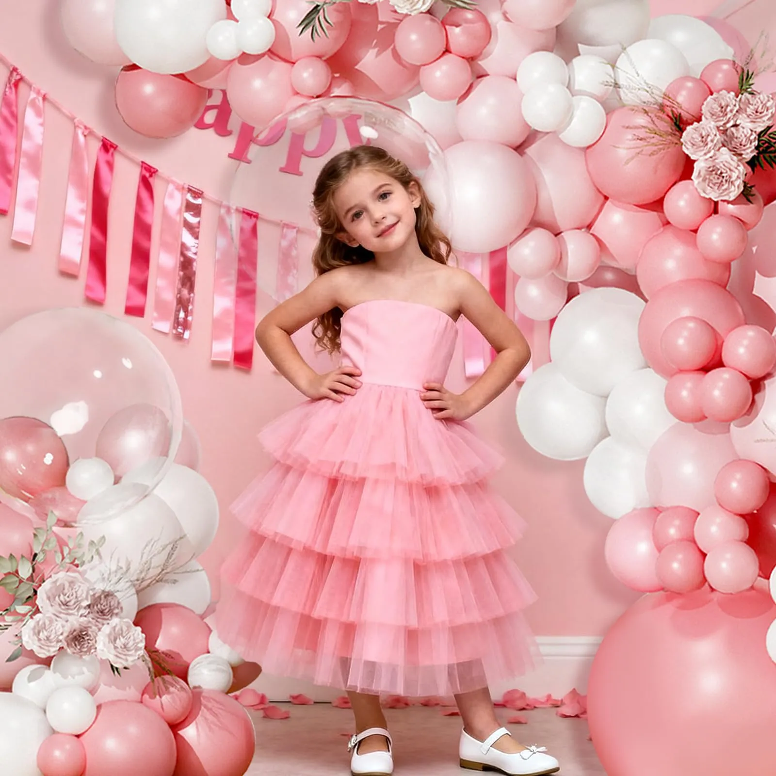 Frigg Kit Arco Ghirlanda Palloncini Bianchi, Rosa e Trasparenti - 108 Pezzi - immagine 4