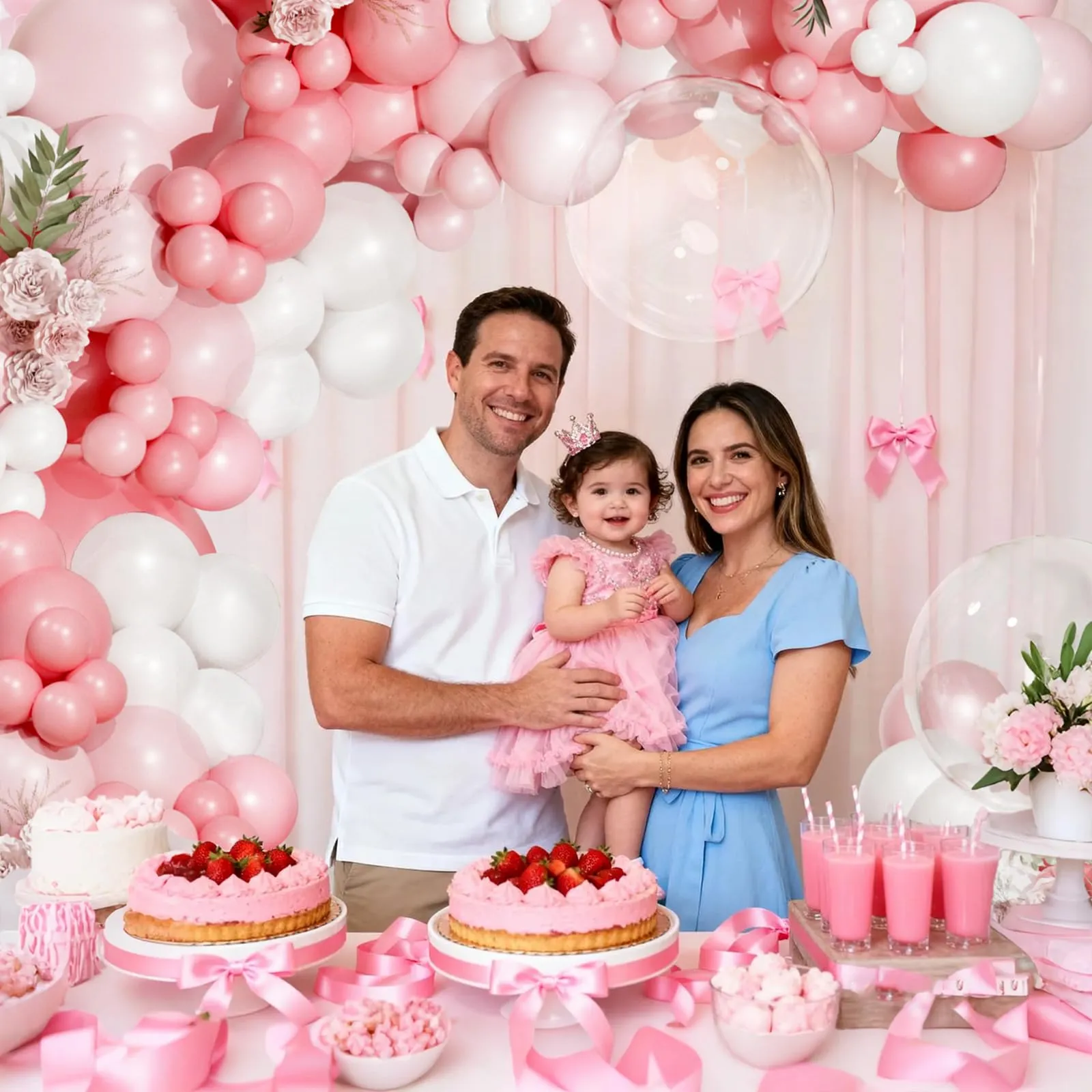 Frigg Kit Arco Ghirlanda Palloncini Bianchi, Rosa e Trasparenti - 108 Pezzi - immagine 6