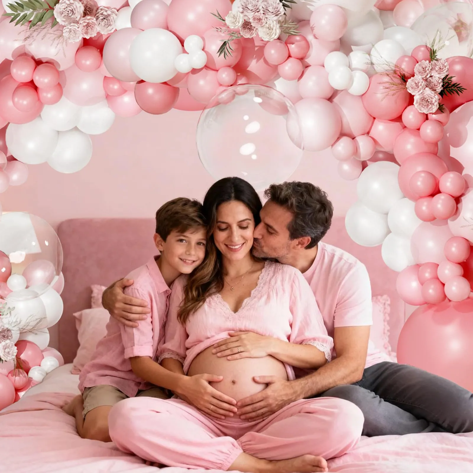Frigg Kit Arco Ghirlanda Palloncini Bianchi, Rosa e Trasparenti - 108 Pezzi - immagine 7