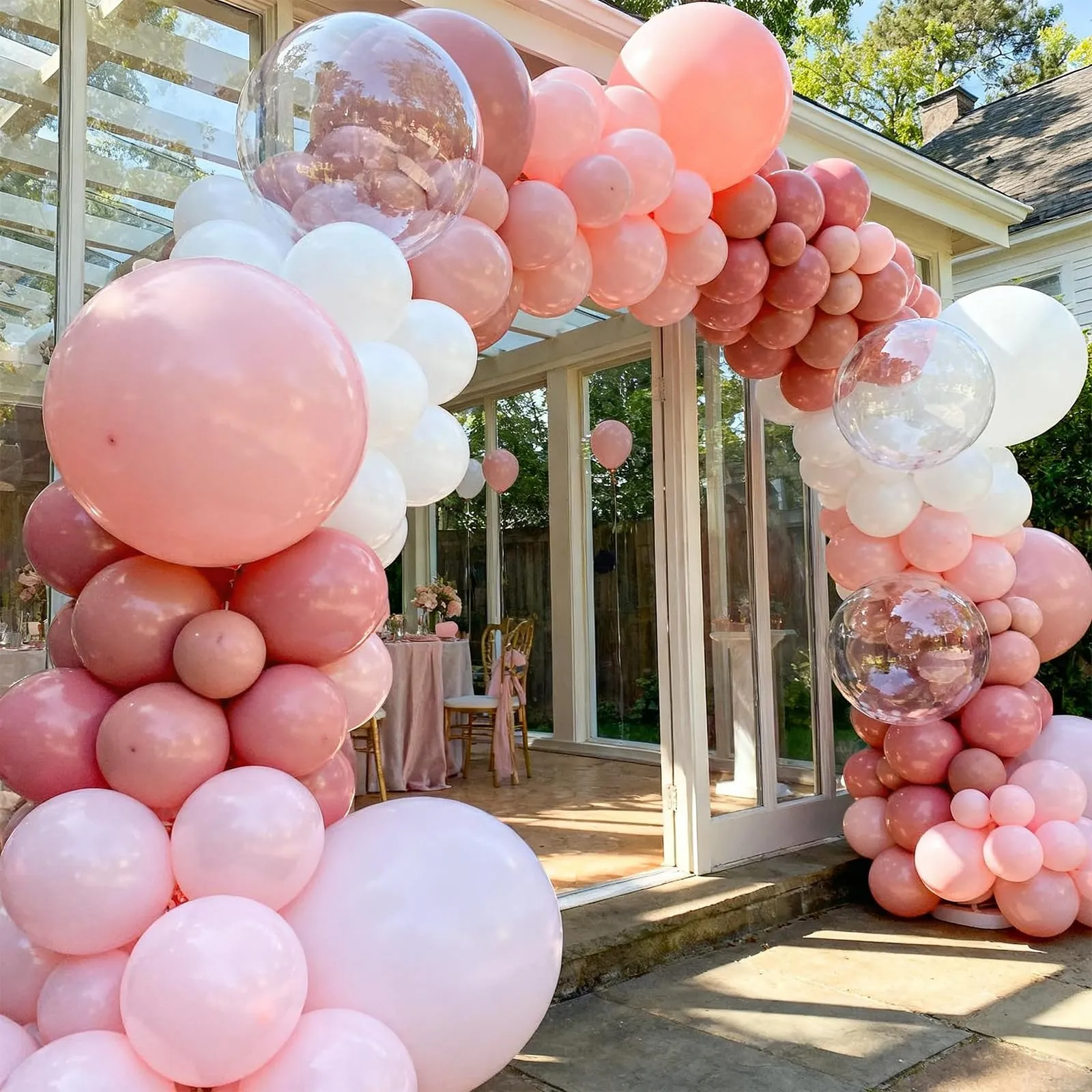 Frigg Kit Arco Ghirlanda Palloncini Bianchi, Rosa e Trasparenti - 108 Pezzi - immagine 8