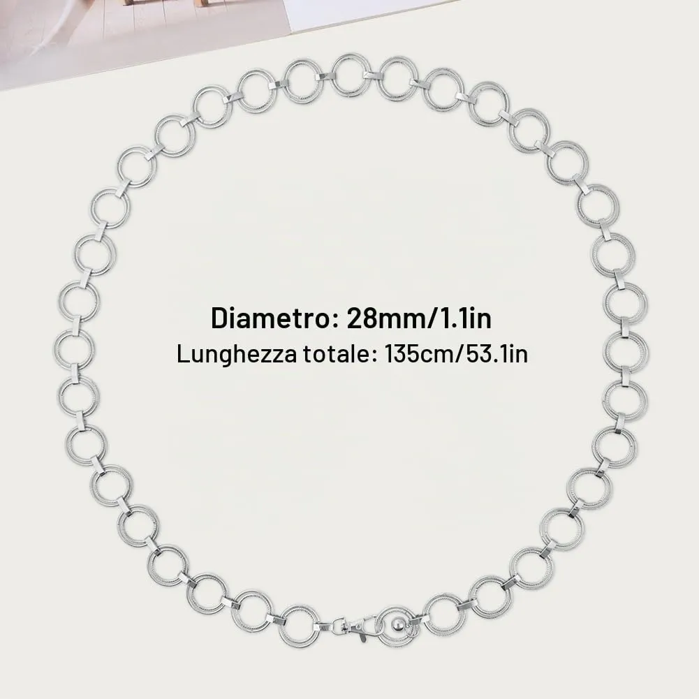 Alaoo Cintura Gioiello Donna in Metallo, Argento, 135cm x 28mm - immagine 2