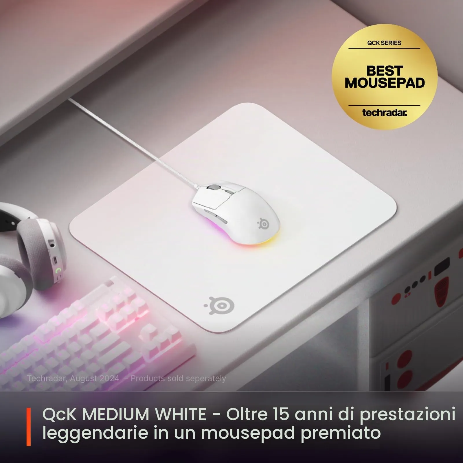 SteelSeries QcK Cloth Gaming Mouse Pad, Medium, White - immagine 2