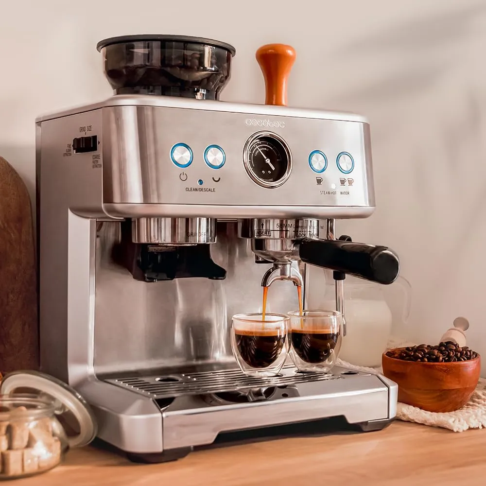 Cecotec Power Espresso 20 Barista Macchina da Caffè Espresso 20 Bar, 2250W, 2 Thermoblock, Macinacaffè con 20 livelli e Manometro - immagine 5
