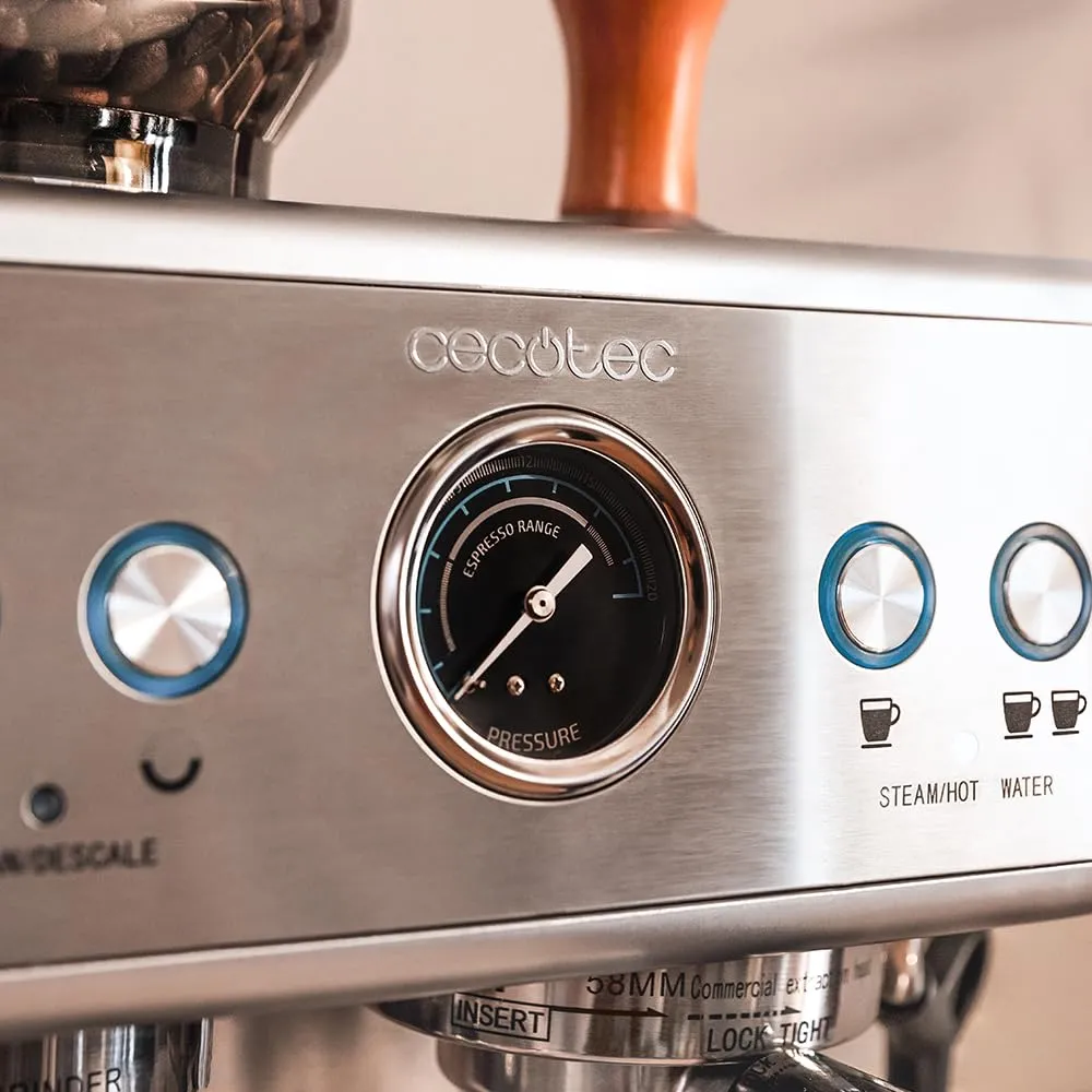 Cecotec Power Espresso 20 Barista Macchina da Caffè Espresso 20 Bar, 2250W, 2 Thermoblock, Macinacaffè con 20 livelli e Manometro - immagine 9