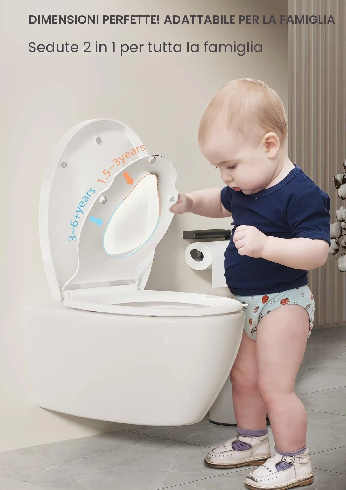 YEAUPE PRO Tavoletta WC Forma O con Riduttore Bambini e Chiusura Rallentata - immagine 4
