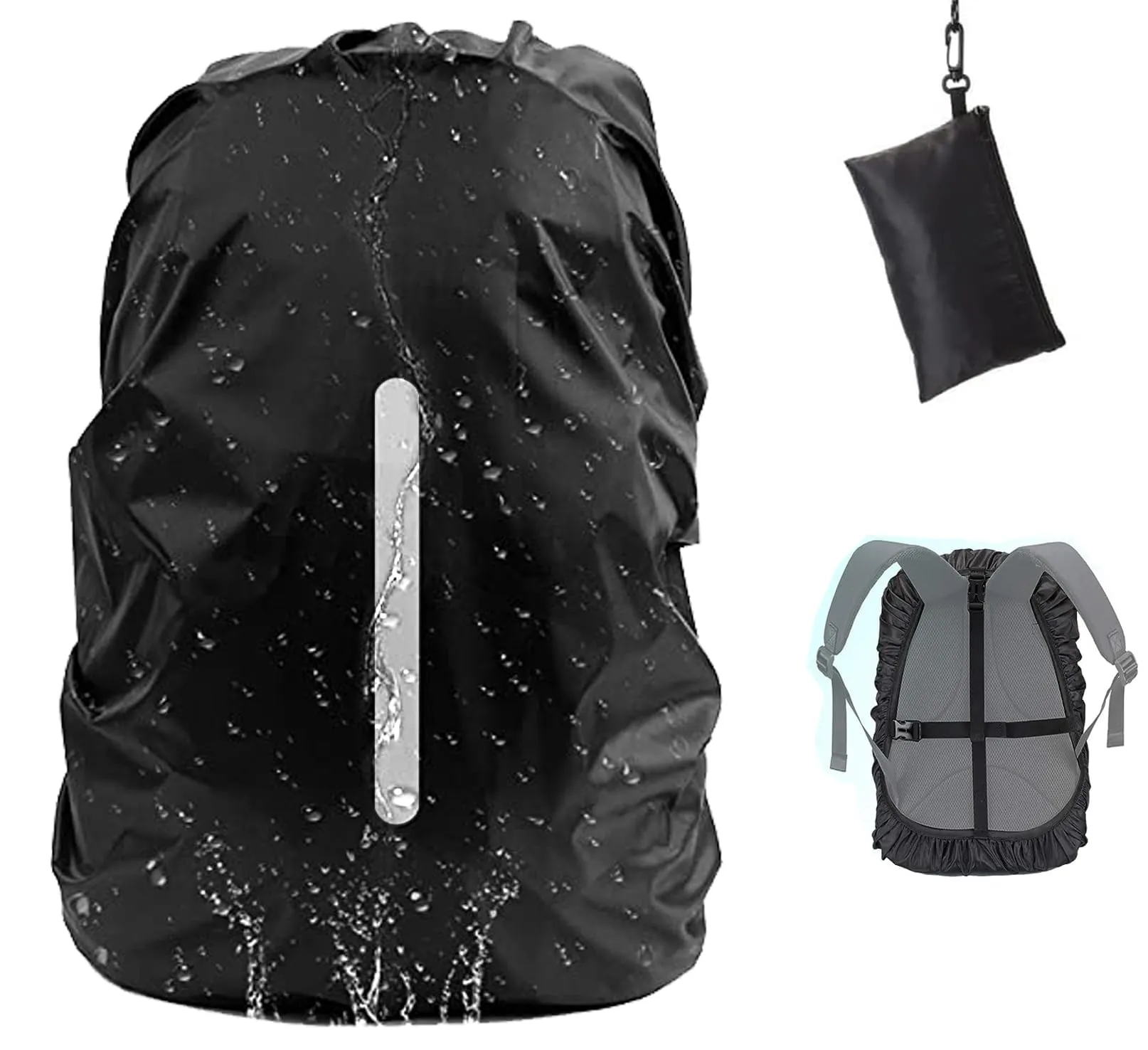GUKOY Copertura antipioggia impermeabile per zaino con cinghia riflettente, Nero, XS (8-17 L) - immagine 1