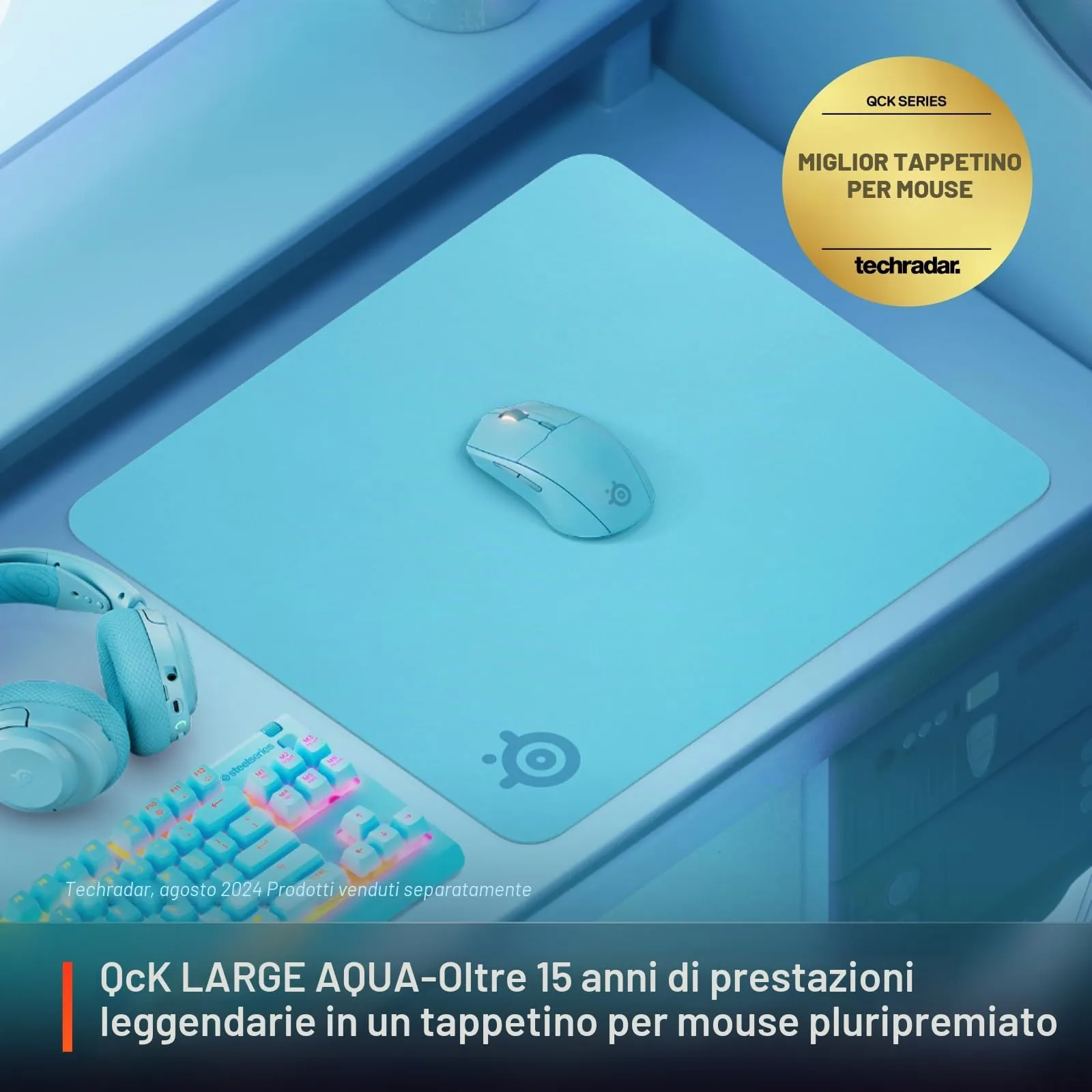SteelSeries QcK Cloth Gaming Mouse Pad, Large, Aqua - immagine 2