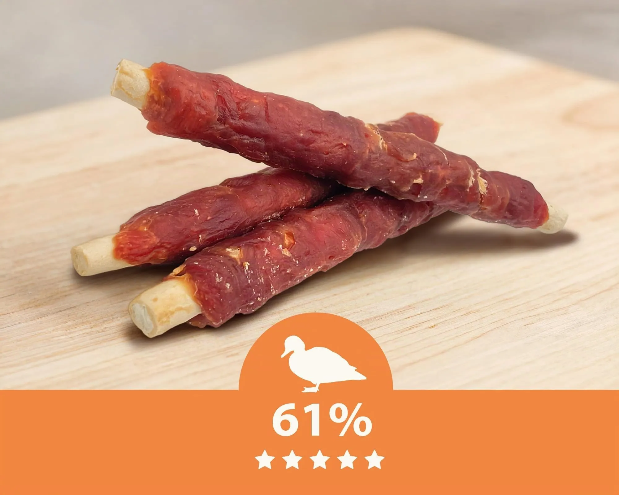 MERSJO Snack per cani XXL Bastoncini masticativi in pelle bovina e fegato d'anatra, 4 x 240 g, 24-25 cm - immagine 3