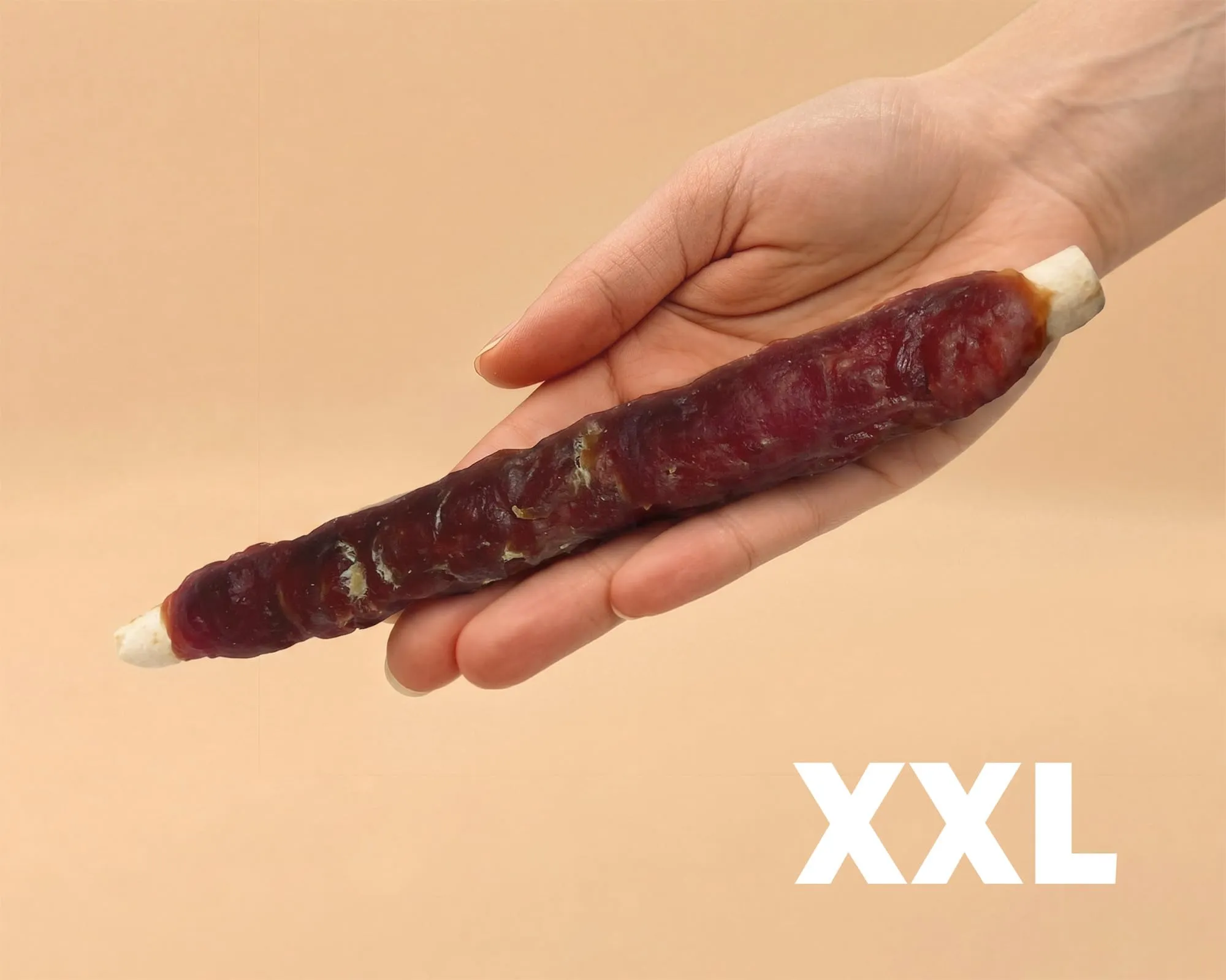 MERSJO Snack per cani XXL Bastoncini masticativi in pelle bovina e fegato d'anatra, 4 x 240 g, 24-25 cm - immagine 5