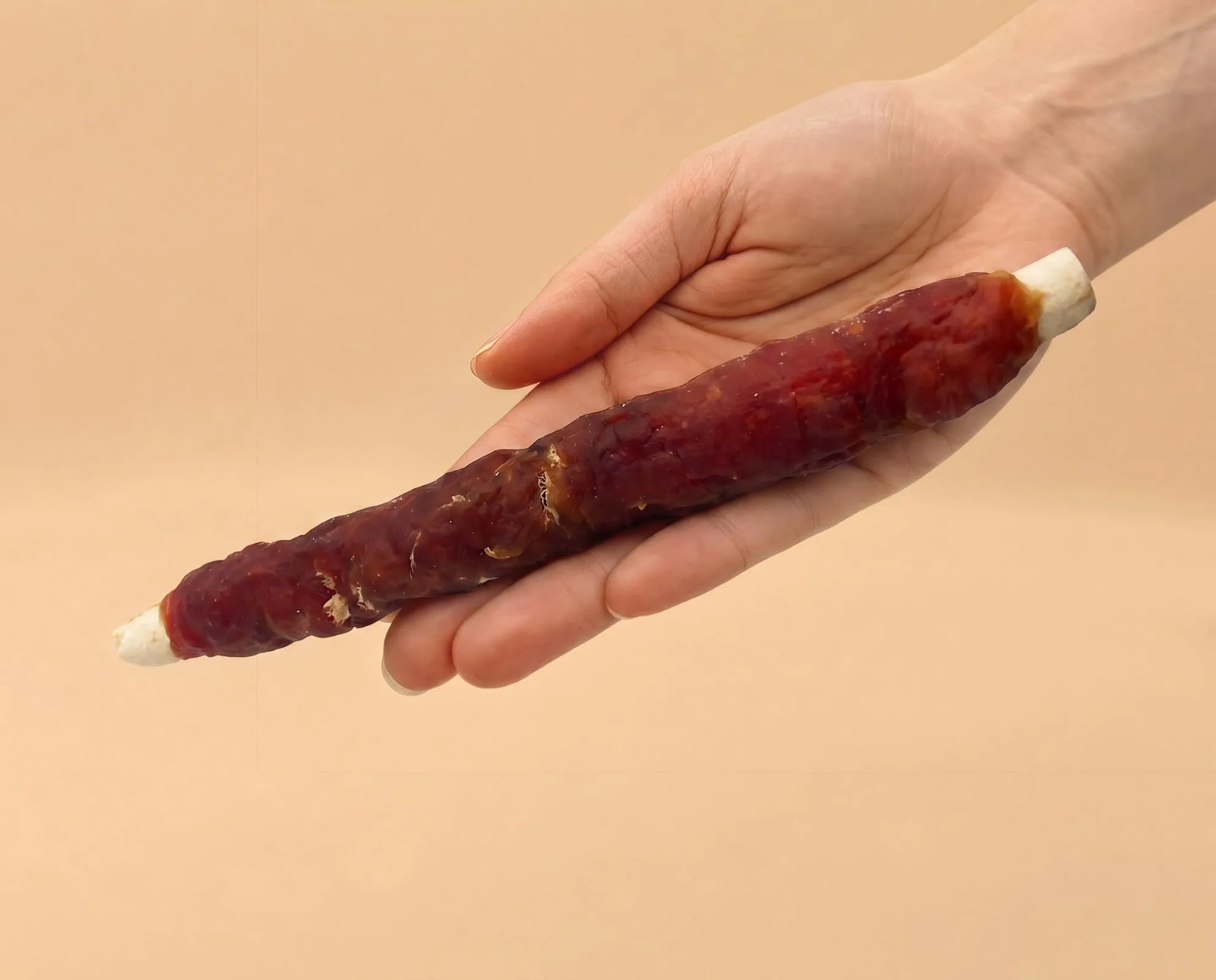 MERSJO Snack per cani XXL Bastoncini masticativi in pelle bovina e fegato d'anatra, 4 x 240 g, 24-25 cm - immagine 6
