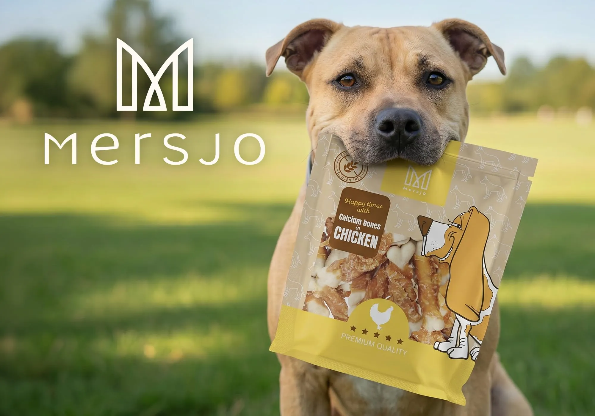 MERSJO Snack per cani con pollo e calcio, 2 x 500 g - immagine 2