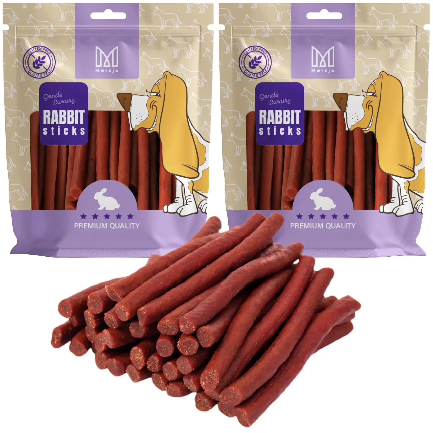 MERSJO Snack per cani al coniglio morbido, senza cereali e zucchero, 500 g (Confezione da 2) - immagine 1