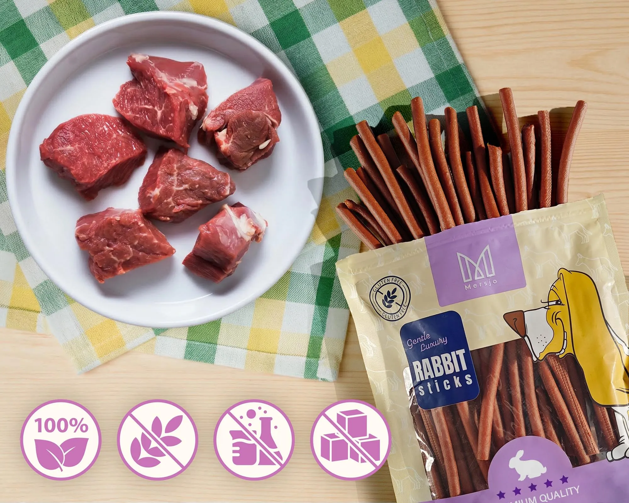 MERSJO Snack per cani al coniglio morbido, senza cereali e zucchero, 500 g (Confezione da 2) - immagine 2