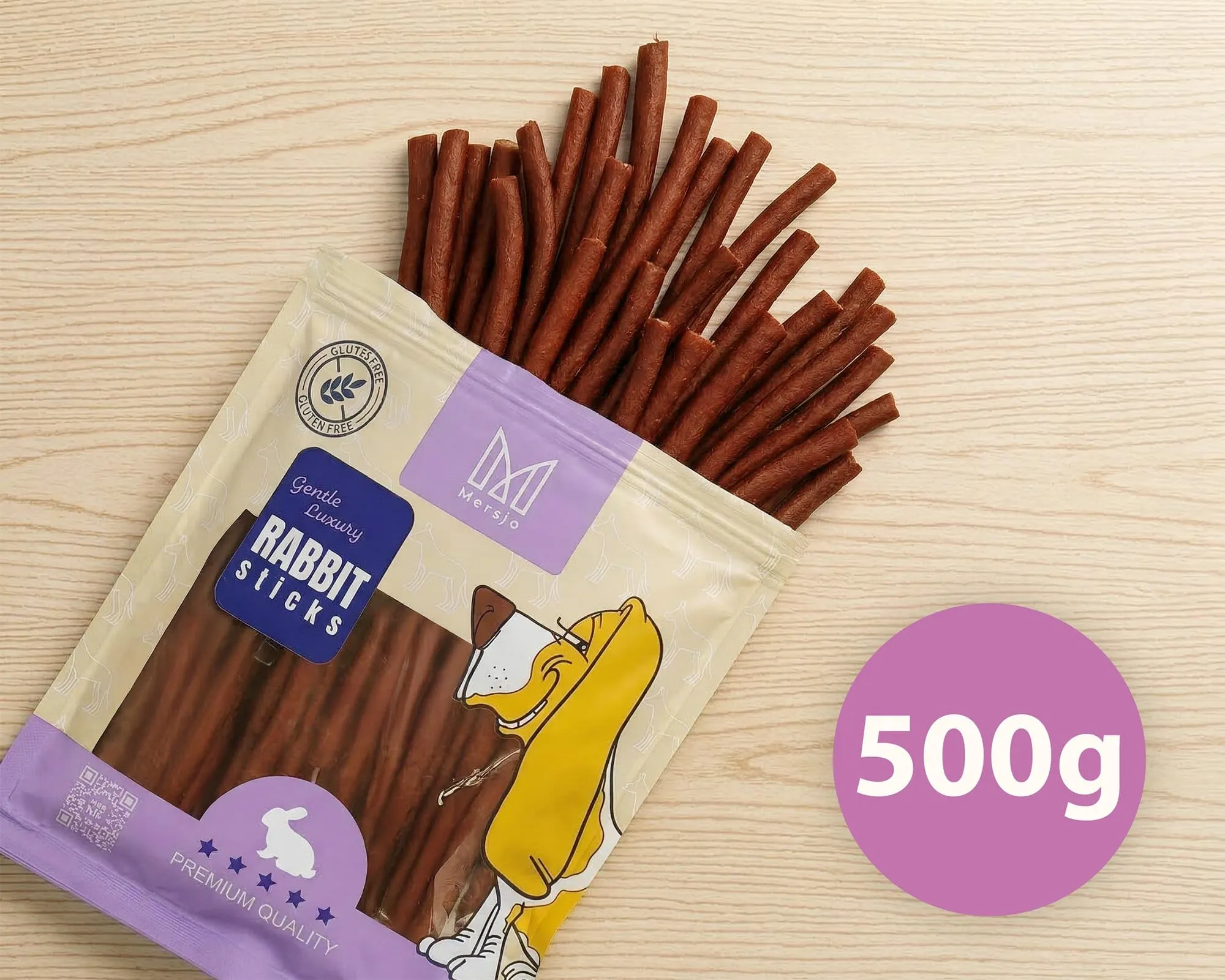 MERSJO Snack per cani al coniglio morbido, senza cereali e zucchero, 500 g (Confezione da 2) - immagine 5