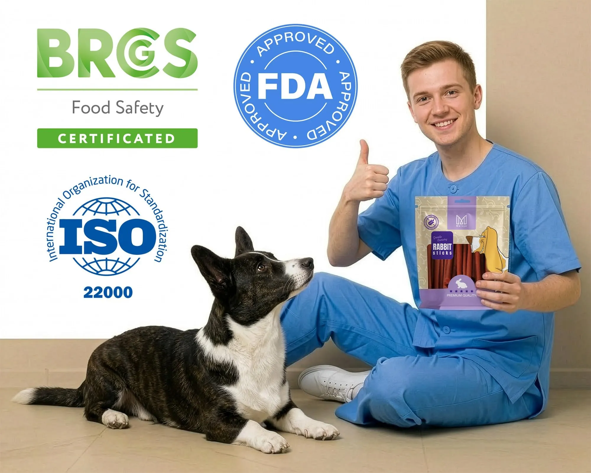 MERSJO Snack per cani al coniglio morbido, senza cereali e zucchero, 500 g (Confezione da 2) - immagine 9