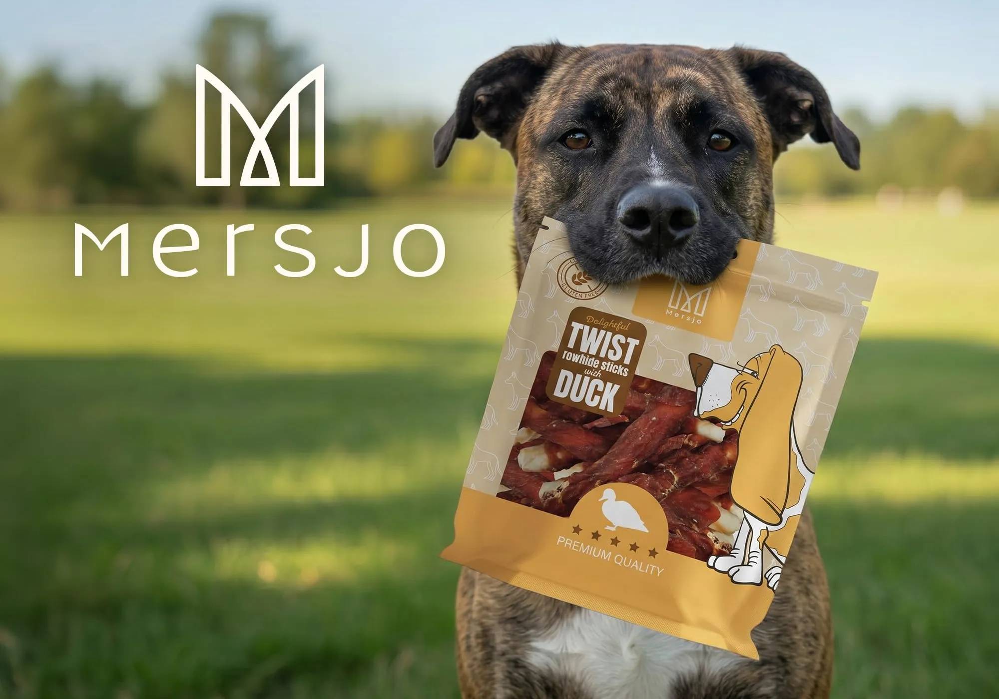 MERSJO Snack per cani Twist, Pelle grezza e carne di anatra, 2 x 500 g, 12-13 cm - immagine 2