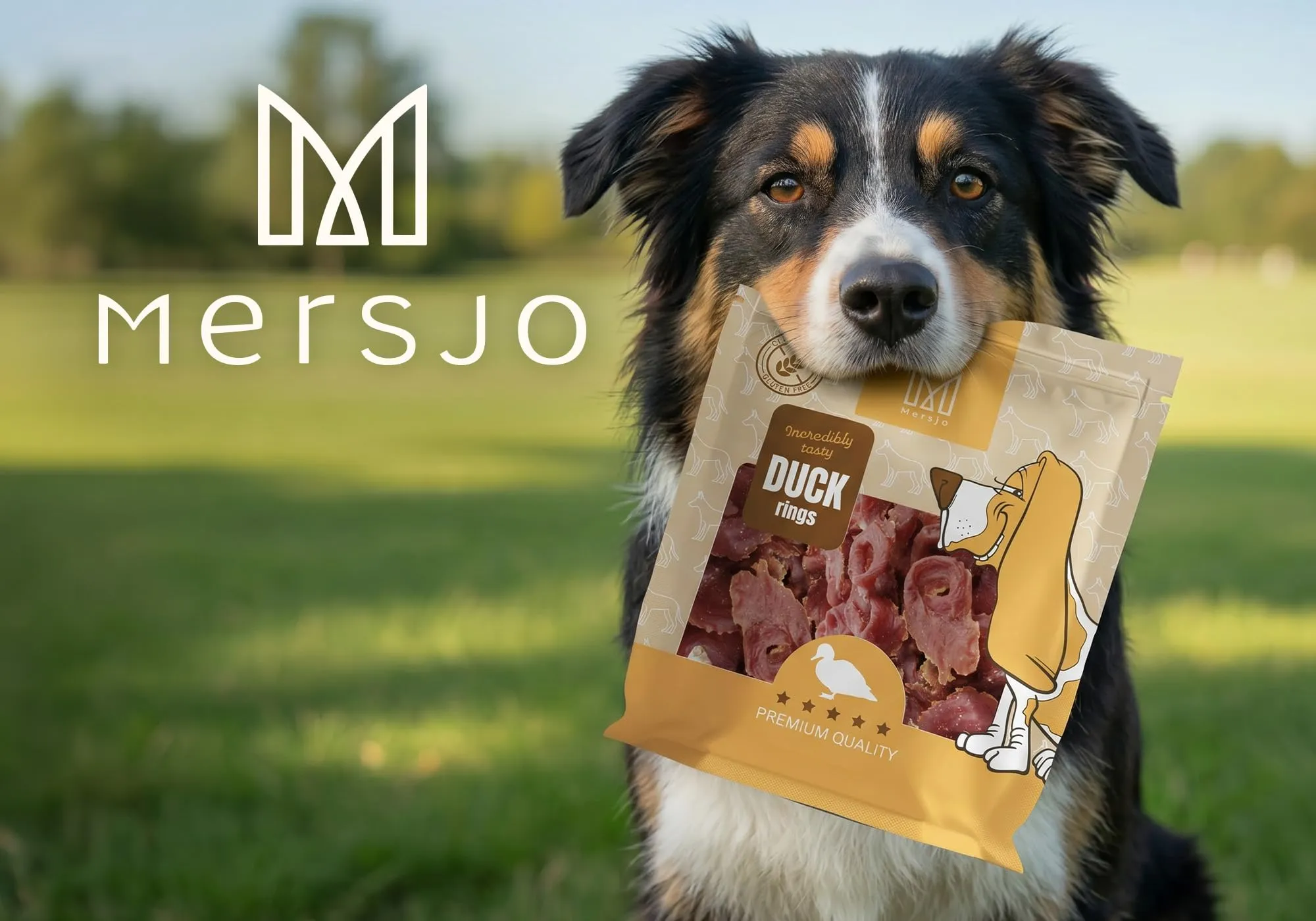 MERSJO Hundeleckerlis Duck Rings, 95% carne d'anatra, senza cereali, 2 x 500 g - immagine 2