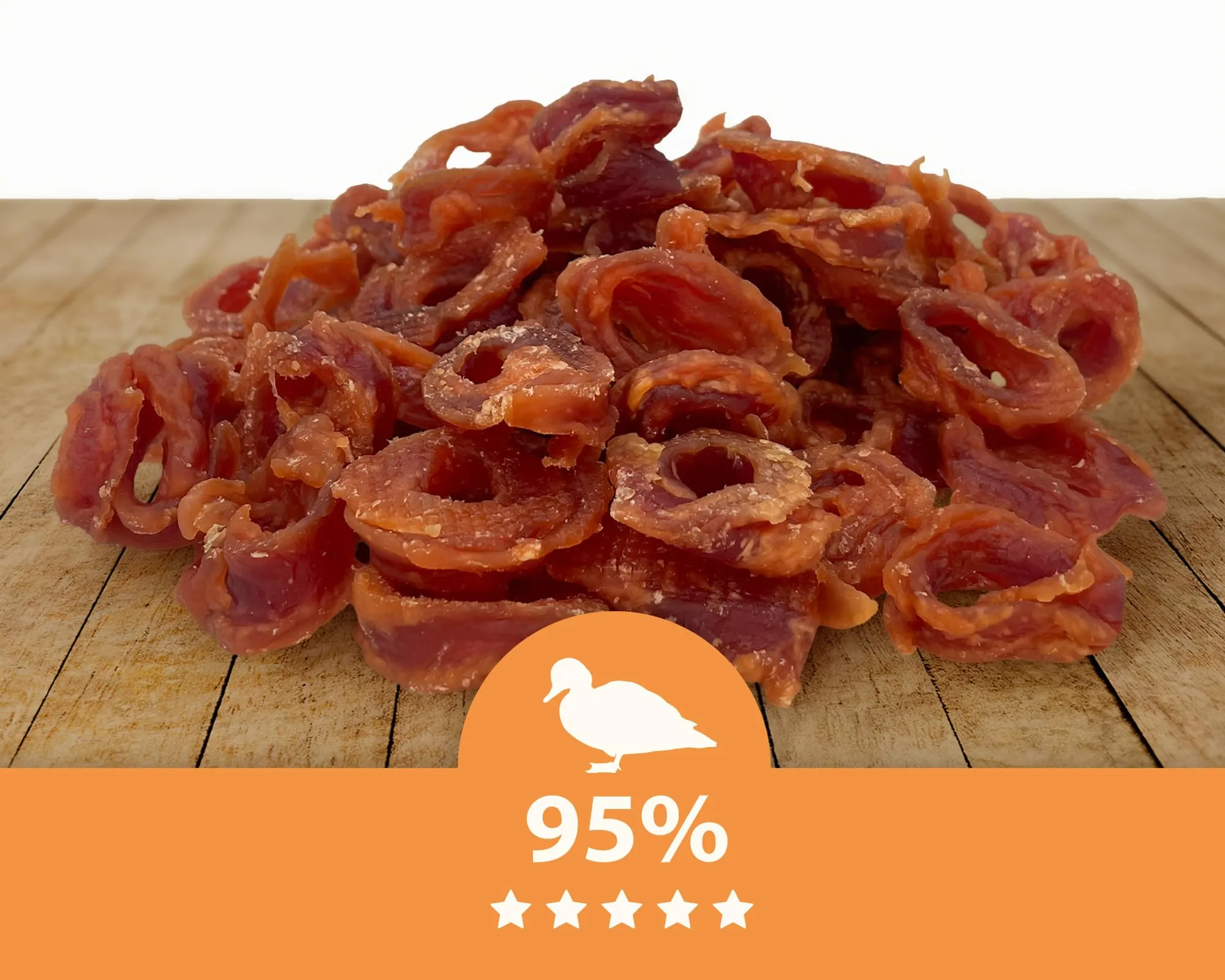 MERSJO Hundeleckerlis Duck Rings, 95% carne d'anatra, senza cereali, 2 x 500 g - immagine 3