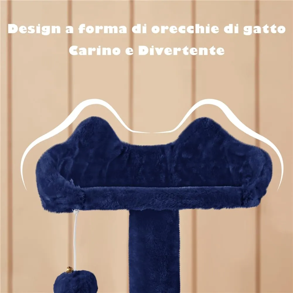 Yaheetech Albero Tiragraffi per Gatti 139 cm, Blu Marino - immagine 8