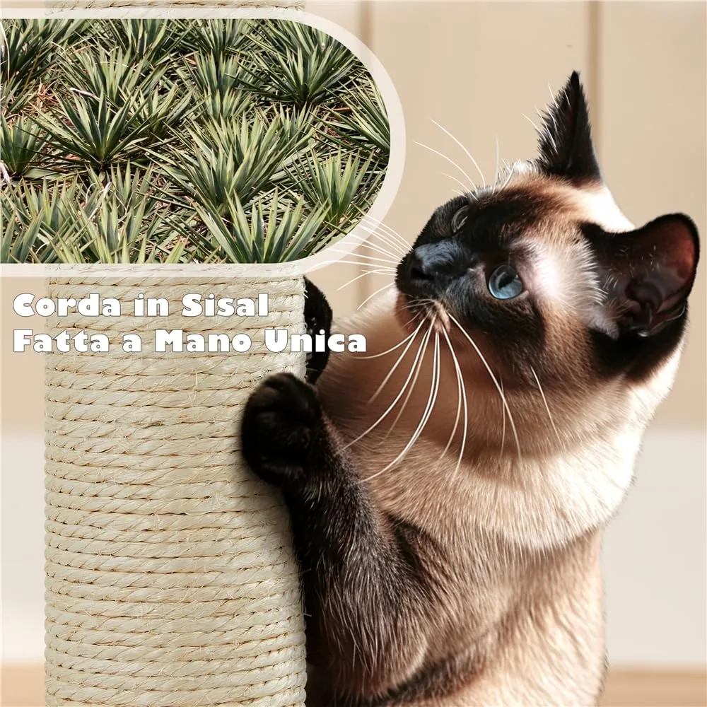 Yaheetech Albero Tiragraffi per Gatti 139 cm, Blu Marino - immagine 9