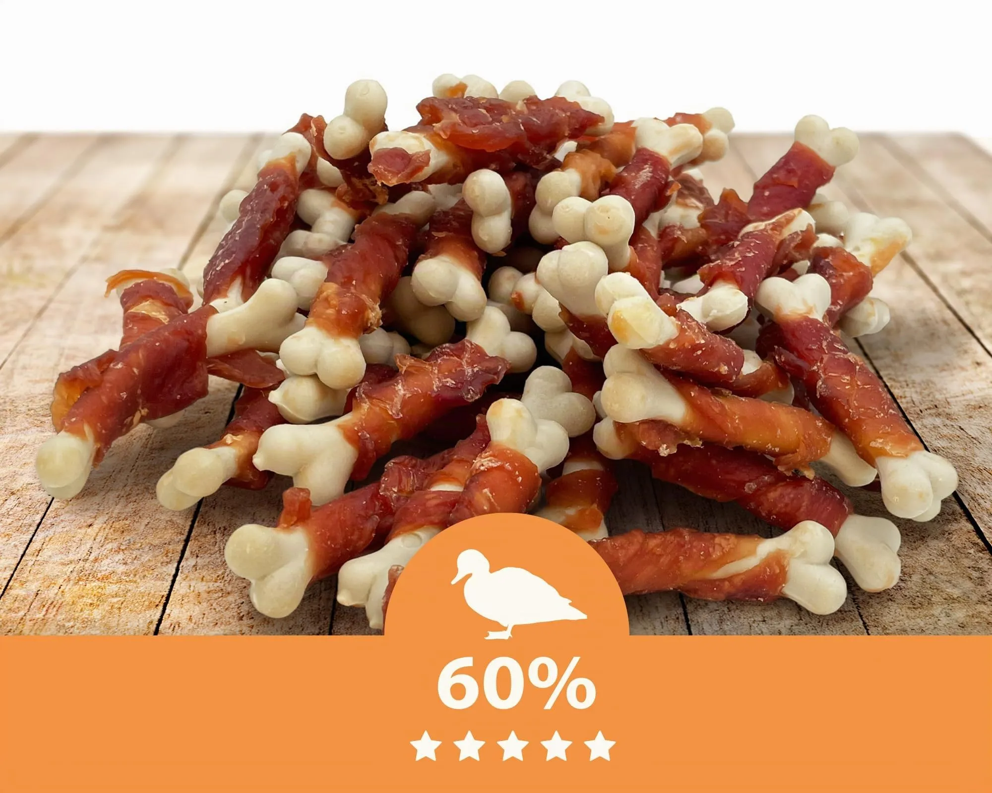 MERSJO Snack all'anatra per cani con osso di calcio, senza cereali, 2 x 500 g - immagine 3