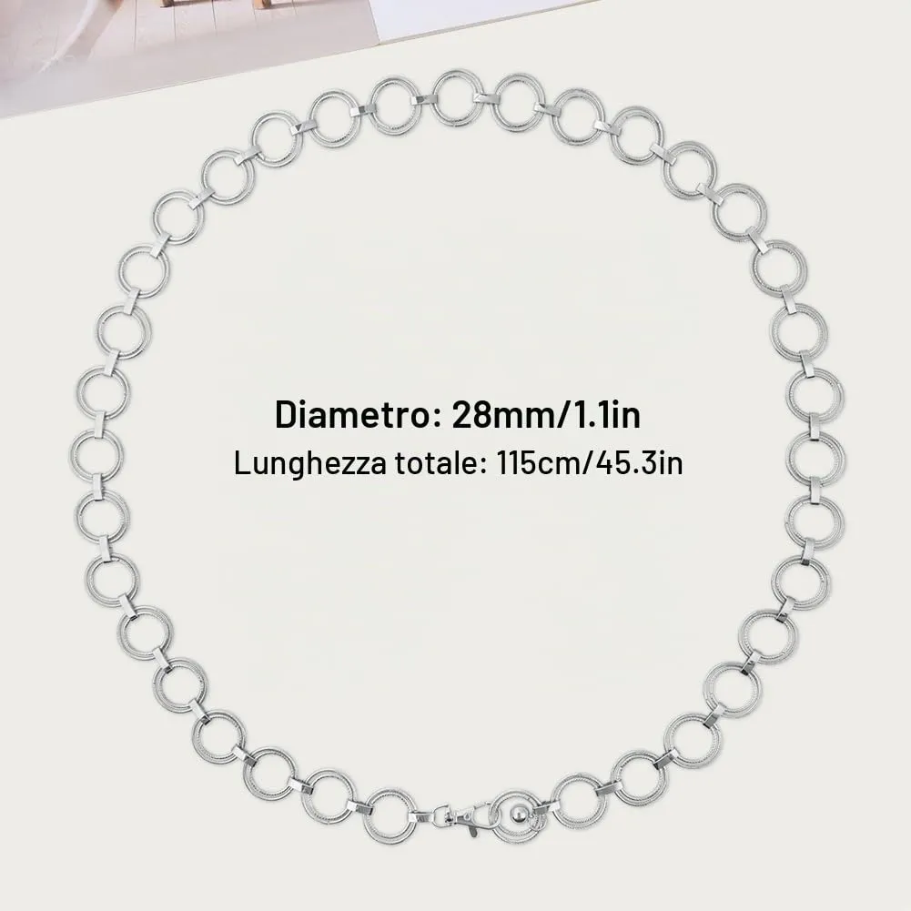 Alaoo Cintura Gioiello Donna, Catena in Metallo, Argento, 115cm x 28mm - immagine 2