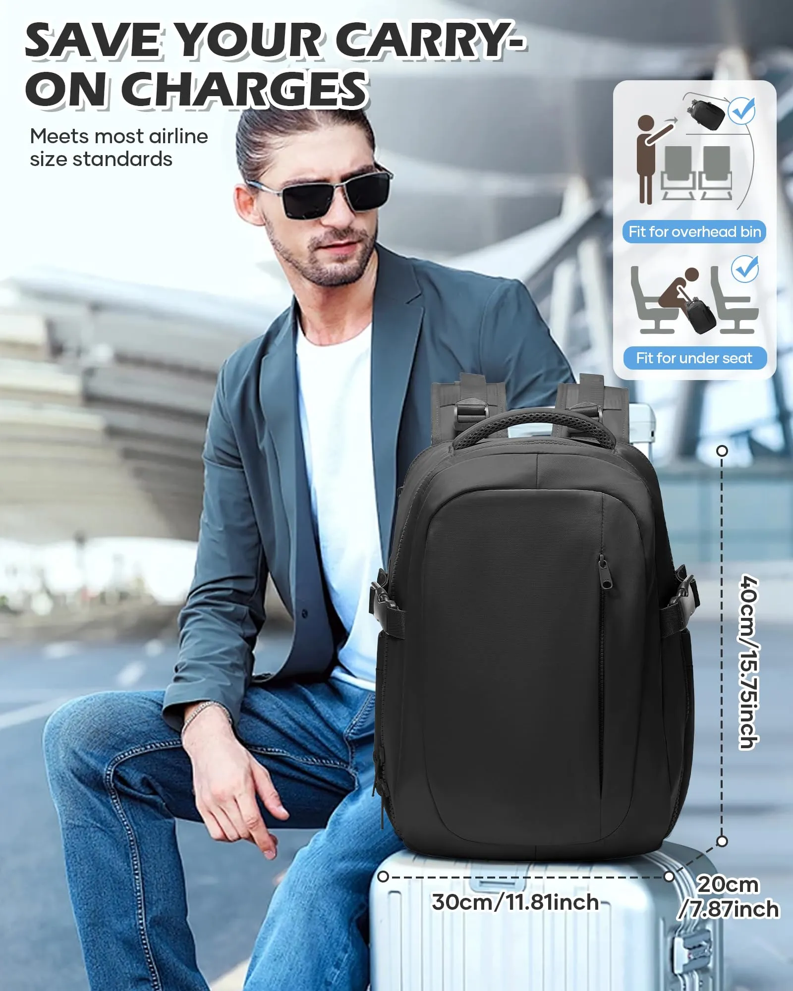 BJLFS Zaino da Viaggio Ryanair 40x30x20 Sottovuoto con Pompa - immagine 3