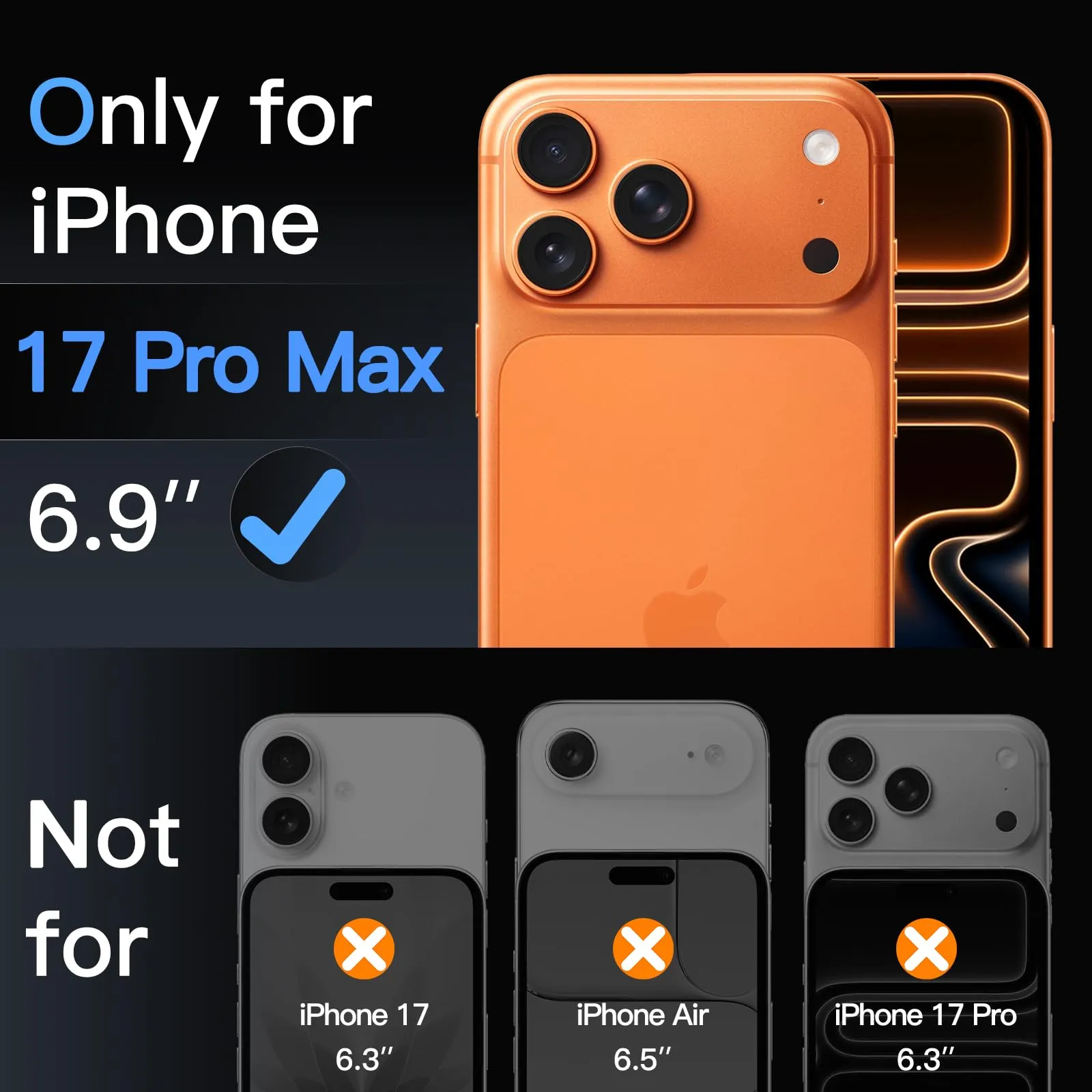 JETech Pellicola Protettiva Fotocamera per iPhone 17 Pro Max, Arancione - immagine 2