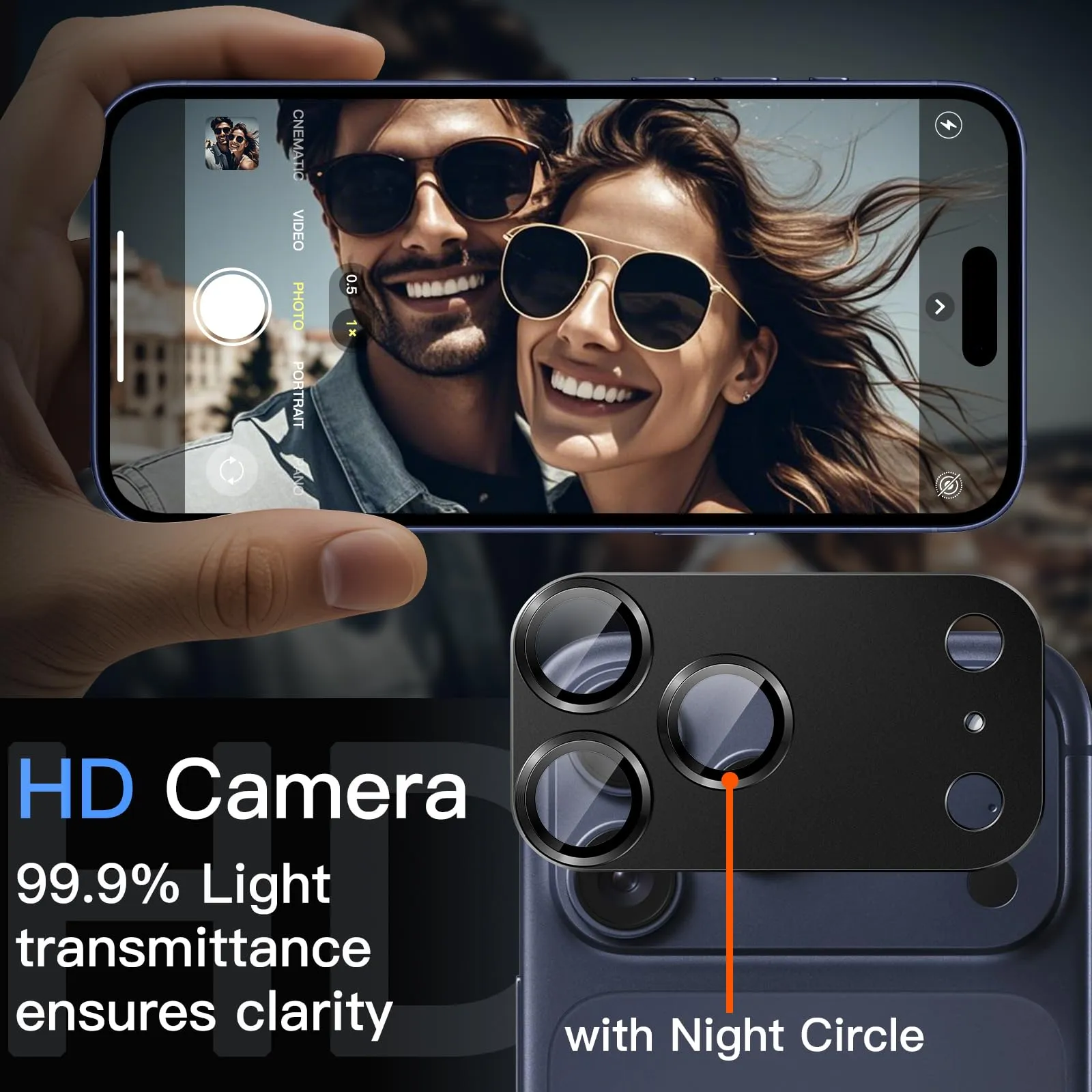 JETech Pellicola Protettiva Fotocamera per iPhone 17 Pro Max, Nero - immagine 6