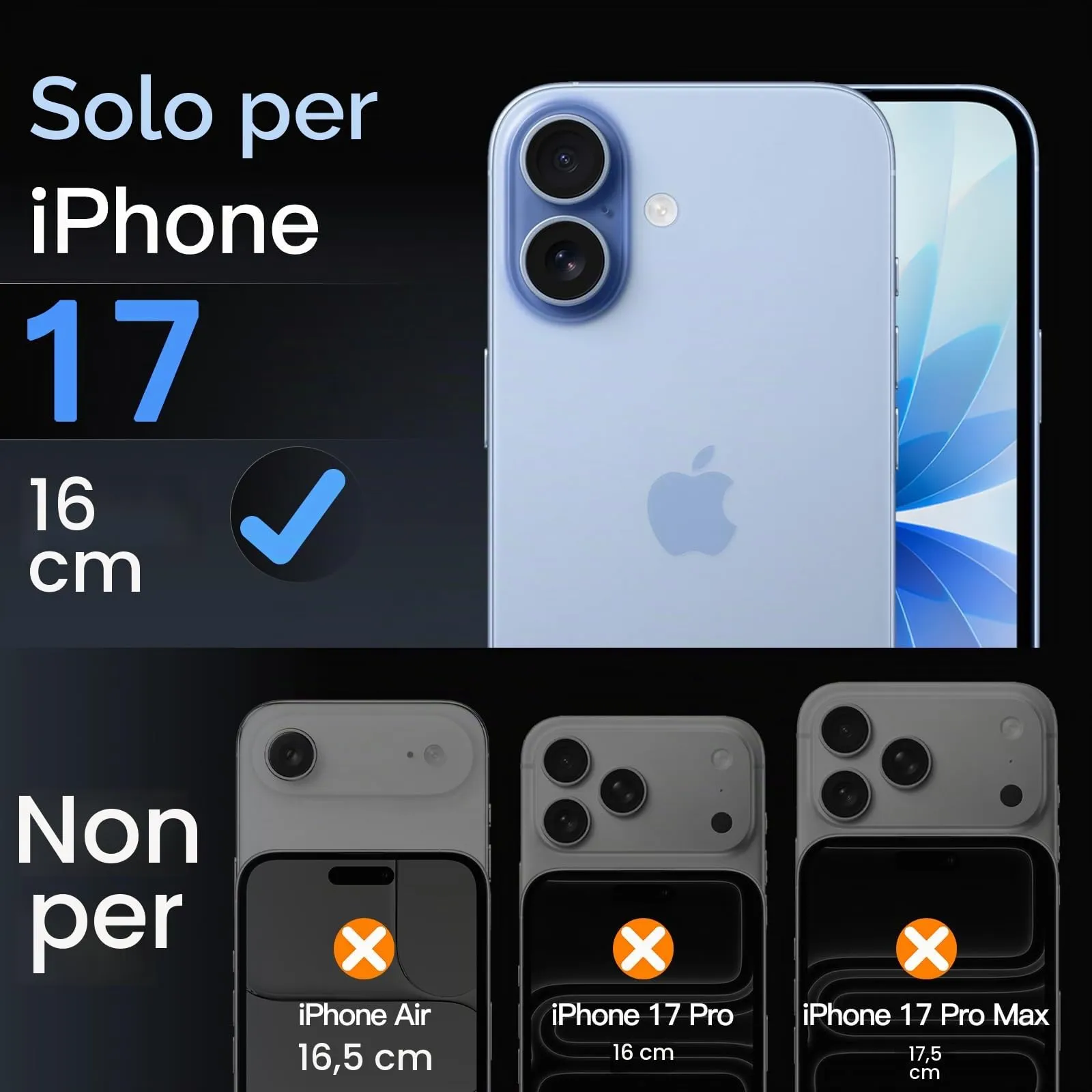 JETech Pellicola Protettiva Fotocamera per iPhone 17, Blu - immagine 2