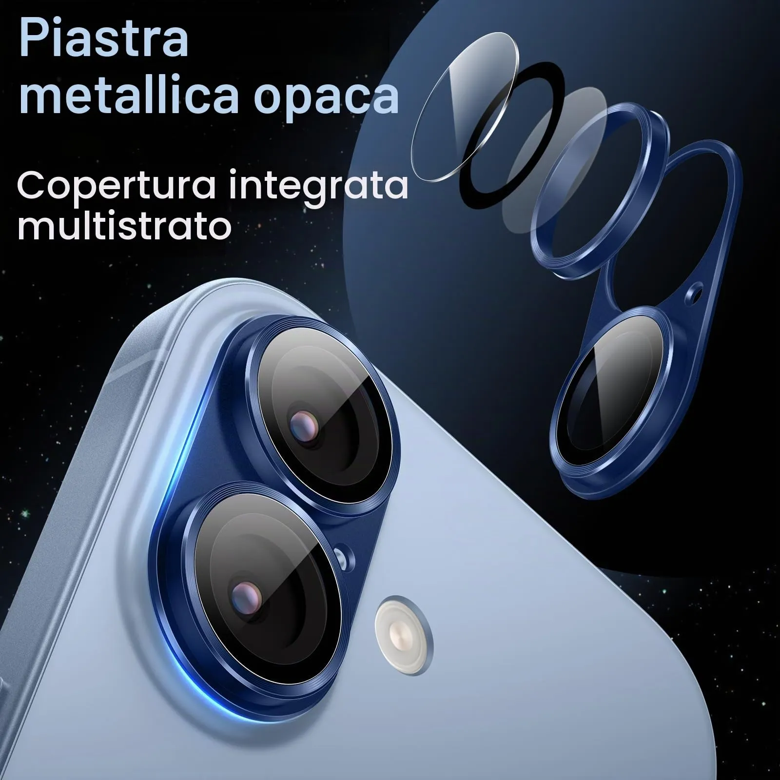 JETech Pellicola Protettiva Fotocamera per iPhone 17, Blu - immagine 3