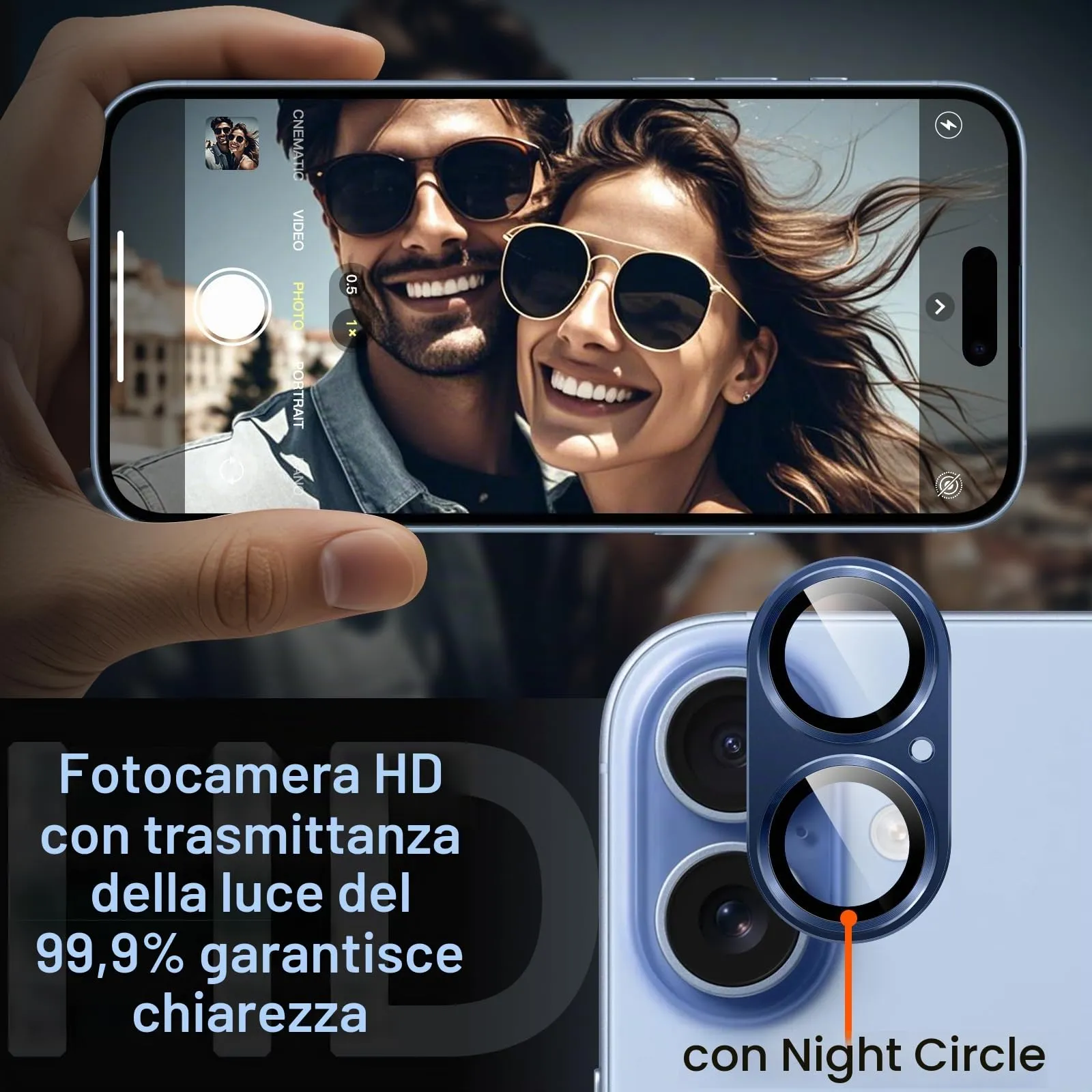 JETech Pellicola Protettiva Fotocamera per iPhone 17, Blu - immagine 6
