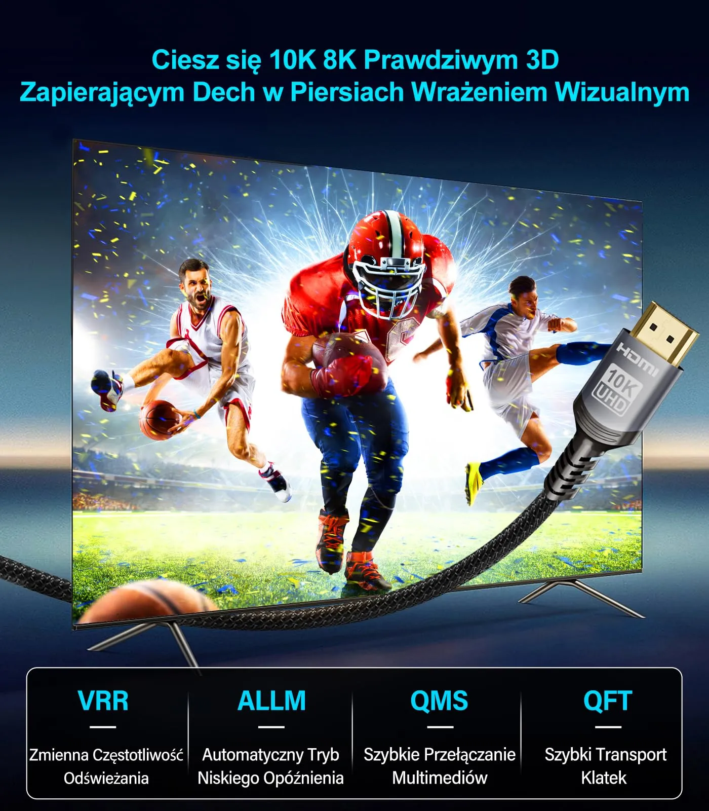 Sniokco Cavo HDMI 2.1 Certificato 48Gbps 8K 4K 2.5 Metri - immagine 5
