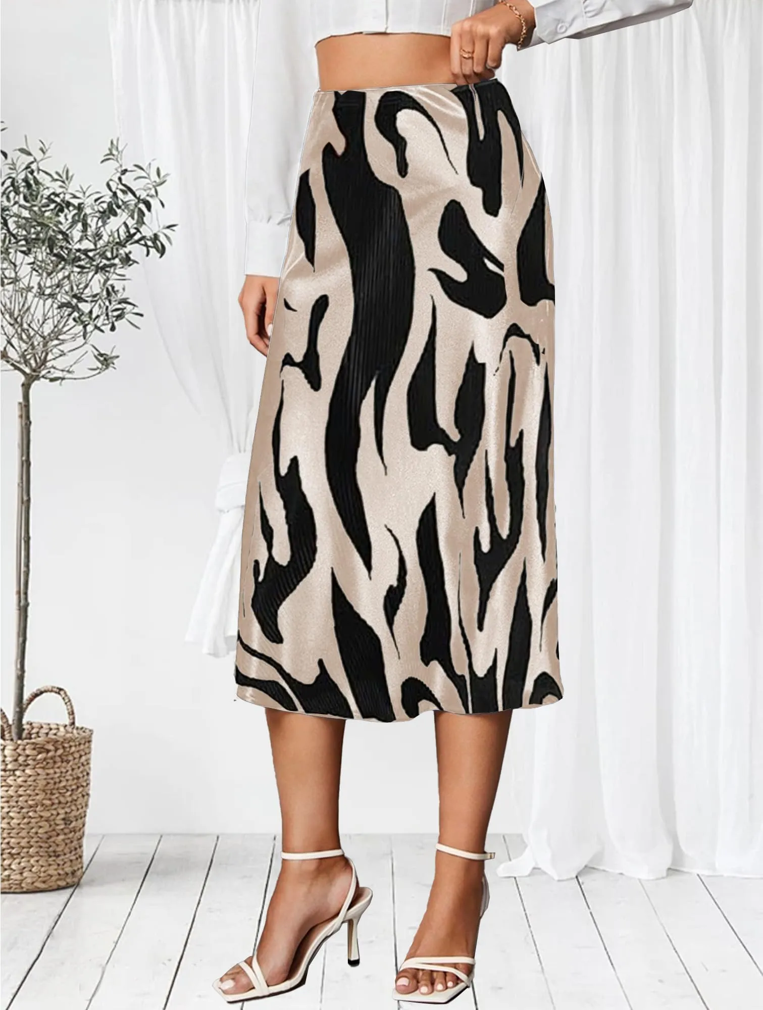 Koerye Gonna Donna Lunga in Raso Moda Seta Elastica Vintage Avvolgente - immagine 2